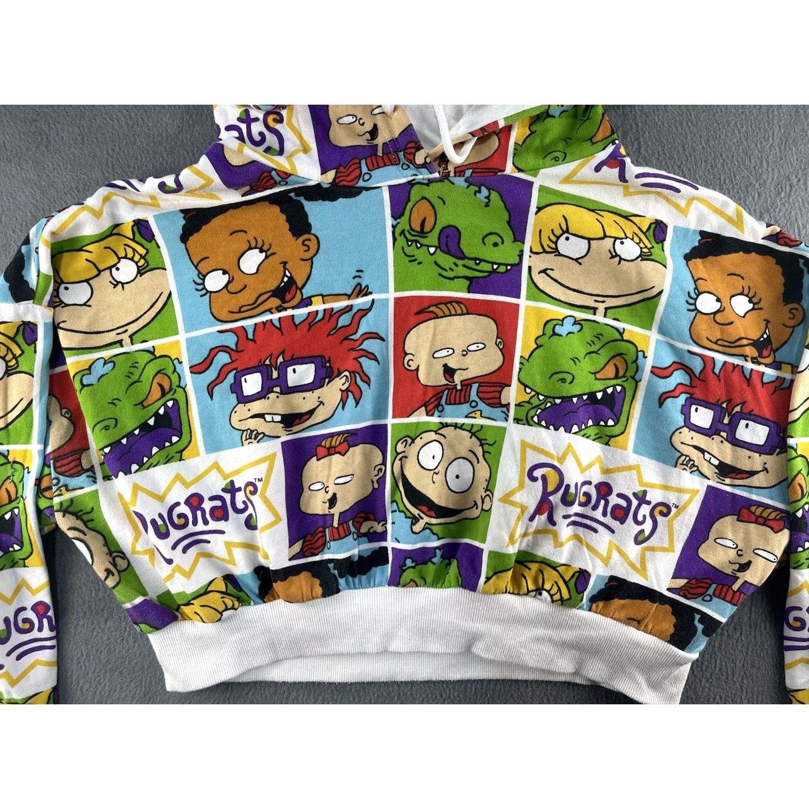 Nickelodeon Nickelodeon Rugrats Hoodie Cropped All Over Print White L Womens Pullover 90s Retro Graphic Sweatshirt Size L / US 10 / IT 46 - 2 Thumbnail