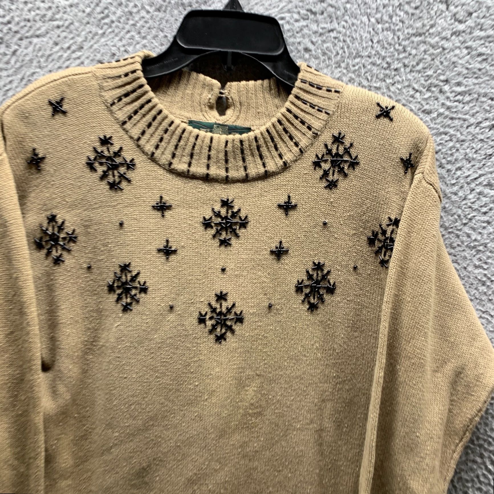 Orvis VINTAGE Orvis Sweater Womens Large Brown Cotton Ramie Knit Sequins Ladies Size L / US 10 / IT 46 - 2 Thumbnail