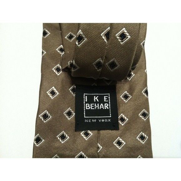 Ike Behar IKE BEHAR MENS NEW BROWN 100%SILK WIDE NECKTIE WIDTH: 3 7/8" Size ONE SIZE - 2 Thumbnail