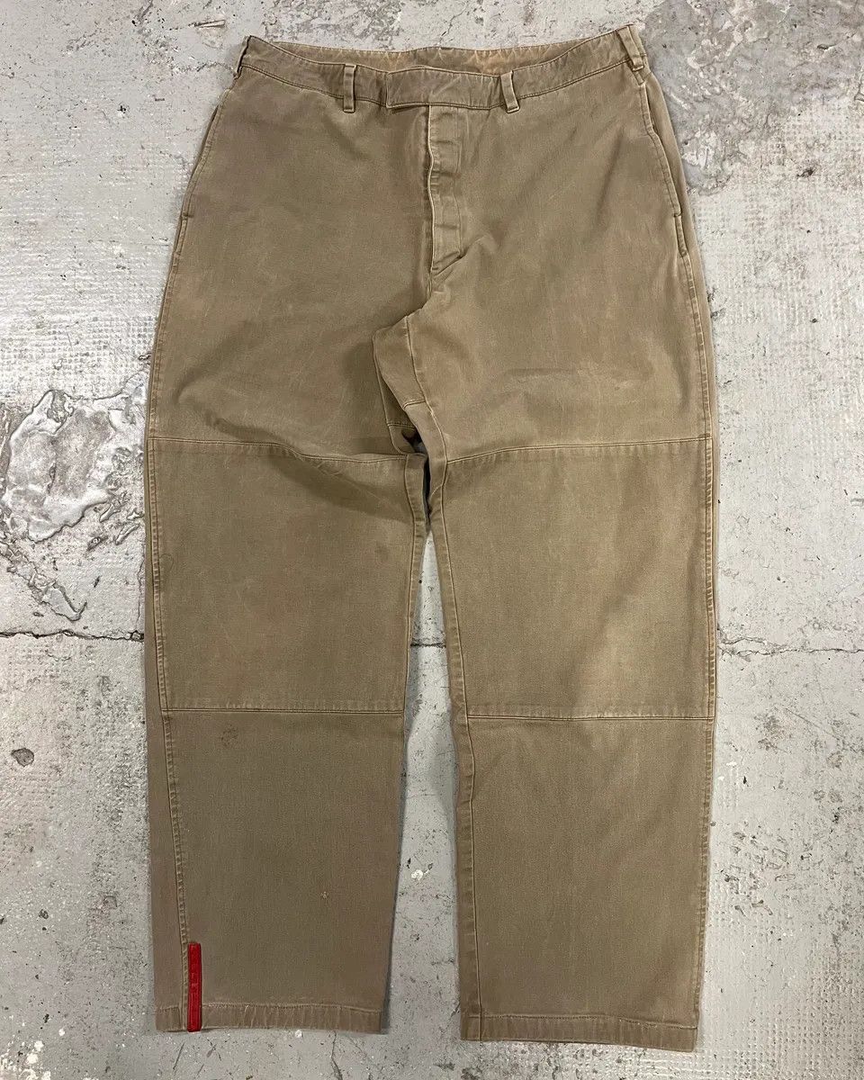 Prada × Vintage 2000s Prada Linea Rossa Beige Pants Size US 33 - 1 Thumbnail