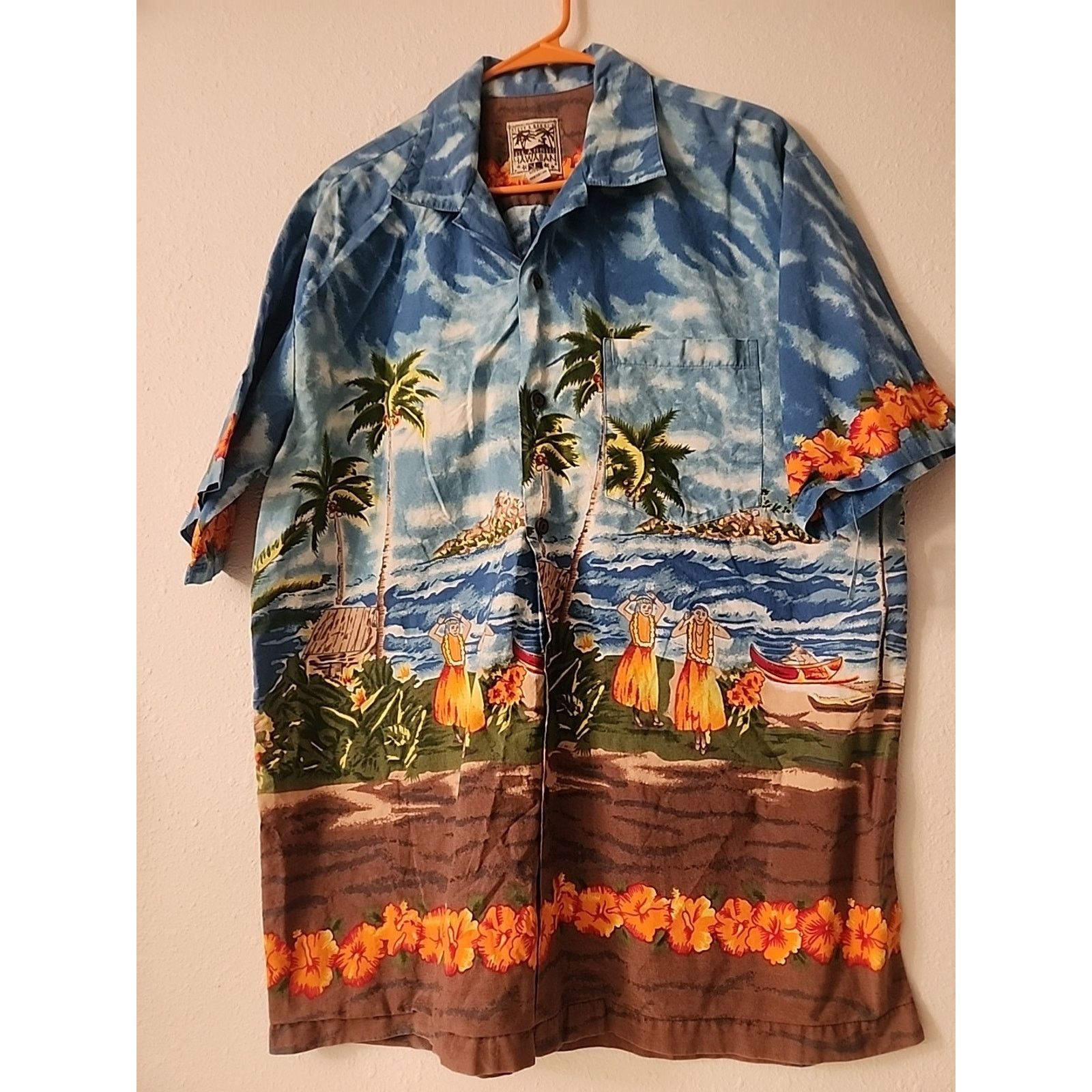 Other Steve & Barry's Hawaiian Shirt Tropical Hula Palm Trees Blue Size US L / EU 52-54 / 3 - 4 Thumbnail