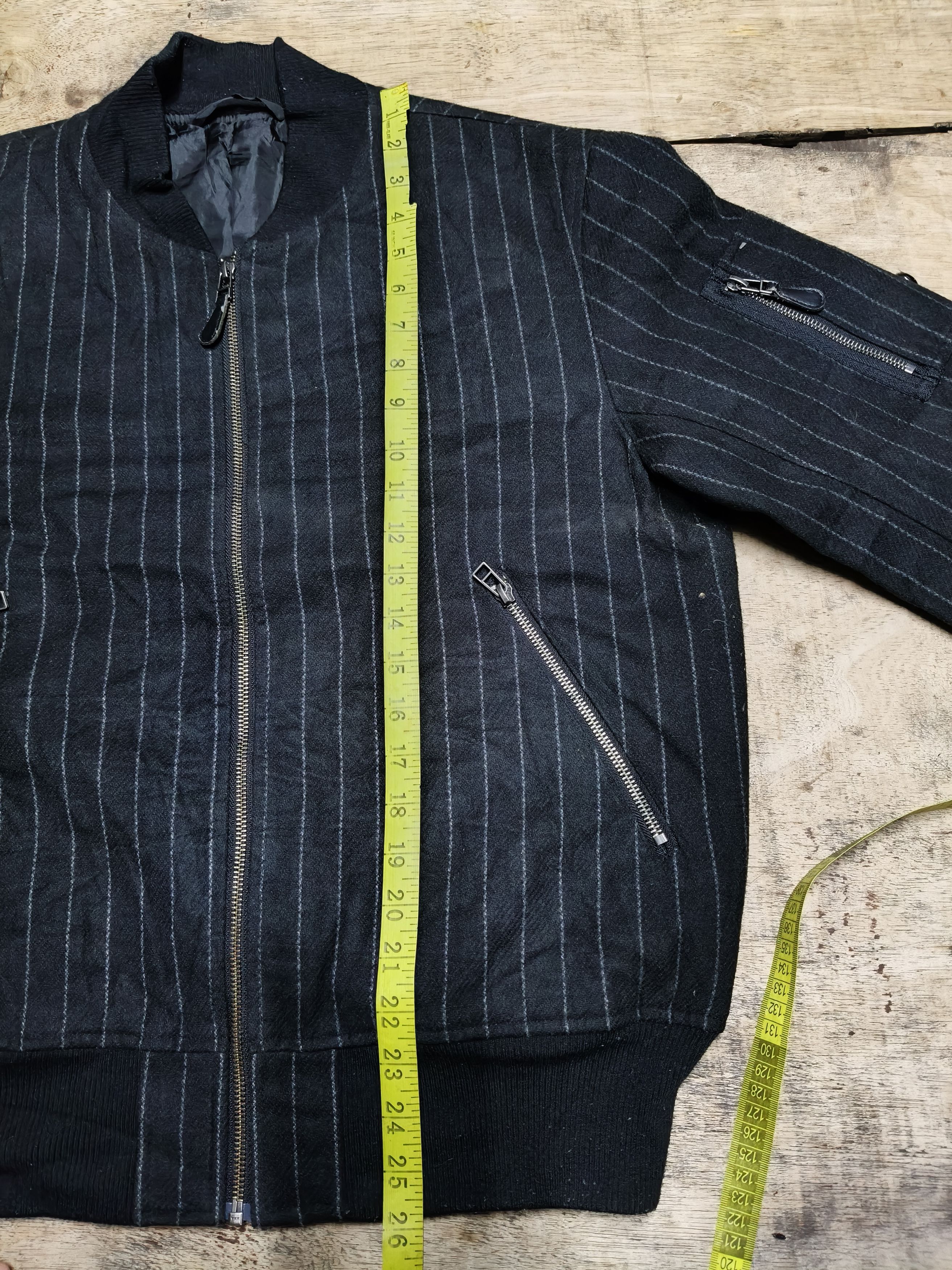 GU GU Pinstripe Bomber Jacket Size US L / EU 52-54 / 3 - 13 Thumbnail