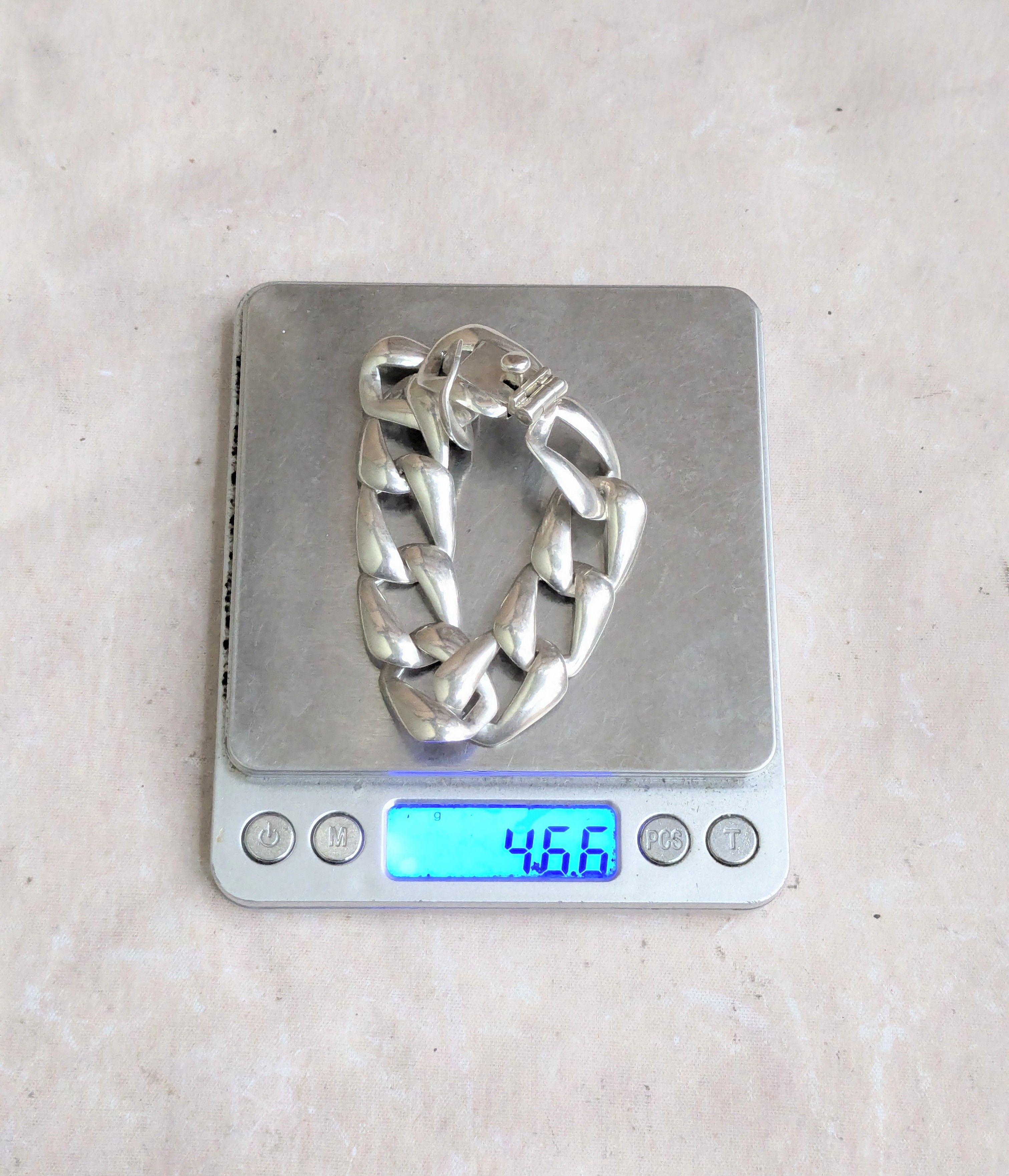 Jewelry Vintage Sterling Silver Bracelet Cuban Curb 7.75 Mexico Size ONE SIZE - 13 Thumbnail