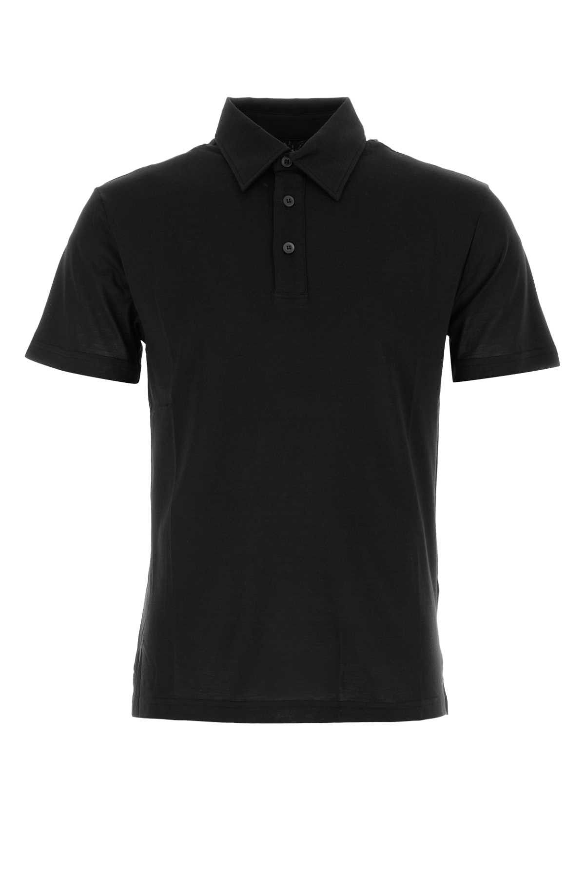 image of Pt Torino Black Cotton Polo Shirt, Men's (Size Small)