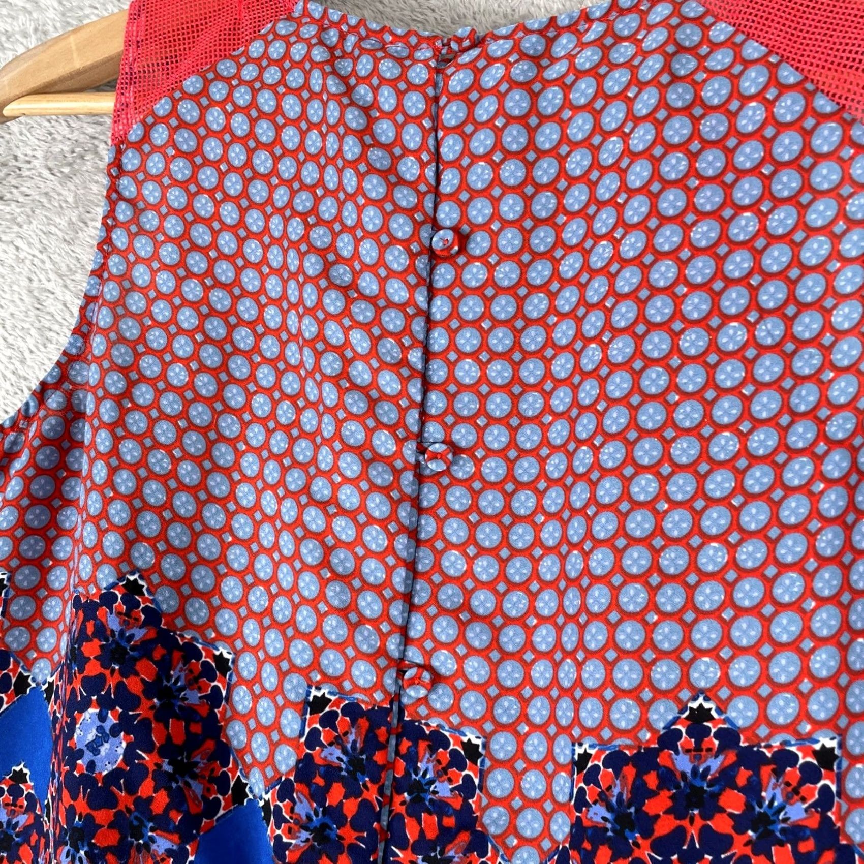 Vintage Daniel Rainn Tank Top Womens XS Petite Red Blue Lace Crochet Boho Shell Floral Size XS / US 0-2 / IT 36-38 - 5 Thumbnail
