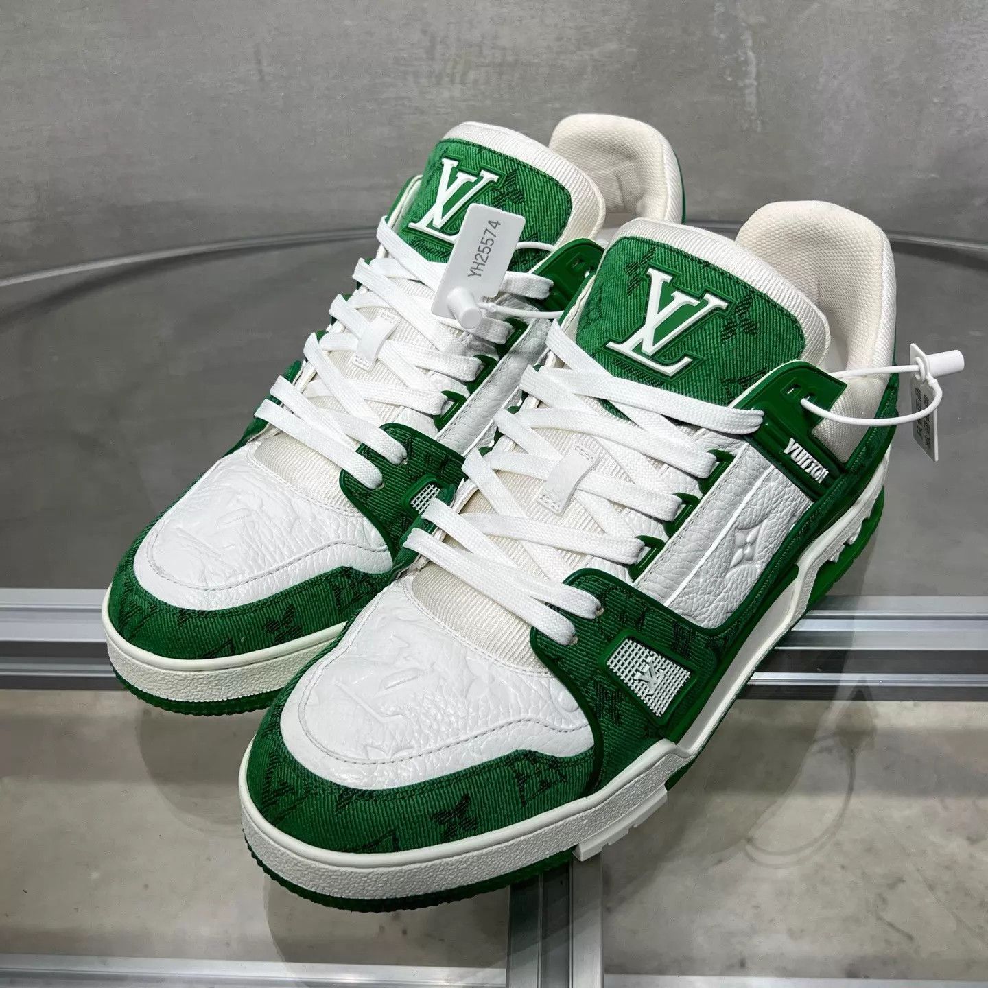 Louis Vuitton LV Trainer White & Green Denim UK8/42 Size US 9 / EU 42 - 2 Thumbnail