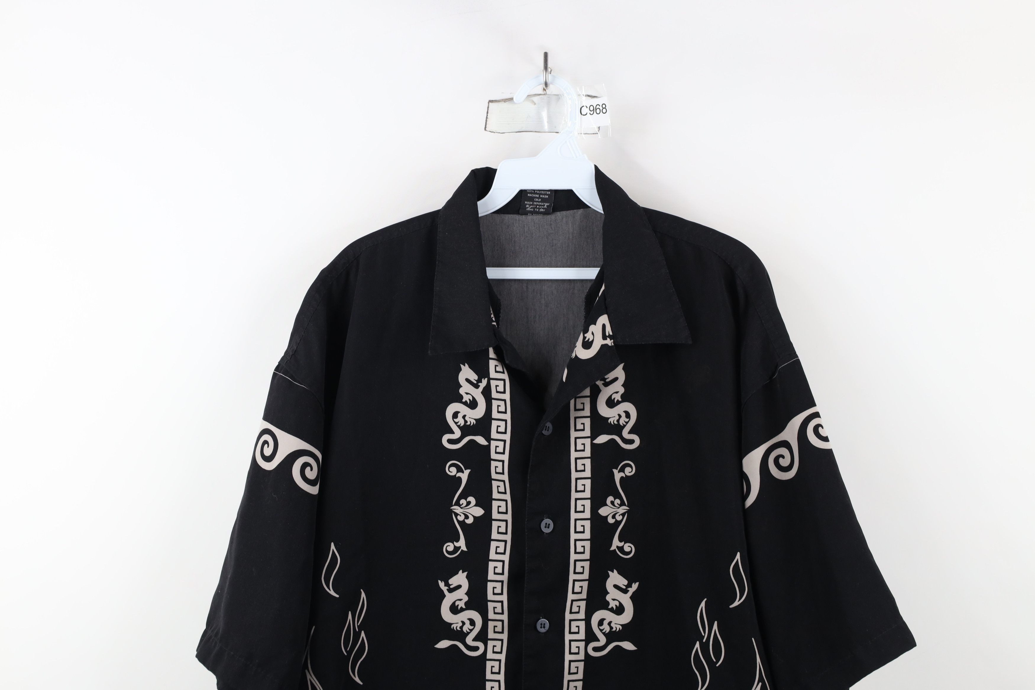 Vintage Vintage 90s Y2K Streetwear Flames Yin Yang Button Shirt Size US XL / EU 56 / 4 - 2 Thumbnail