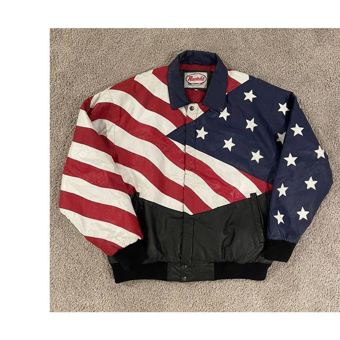 Route 66 Vintage Route 66 Highway Leather Jacket Sz XL American Flag ...