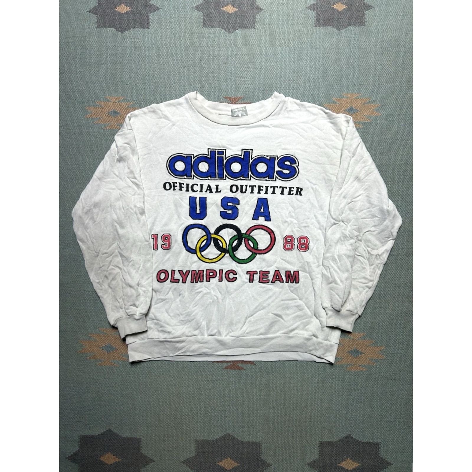 Adidas VINTAGE adidas USA Olympics 1988 Sweatshirt L/XL Crewneck Mens White Size US L / EU 52-54 / 3 - 2 Thumbnail
