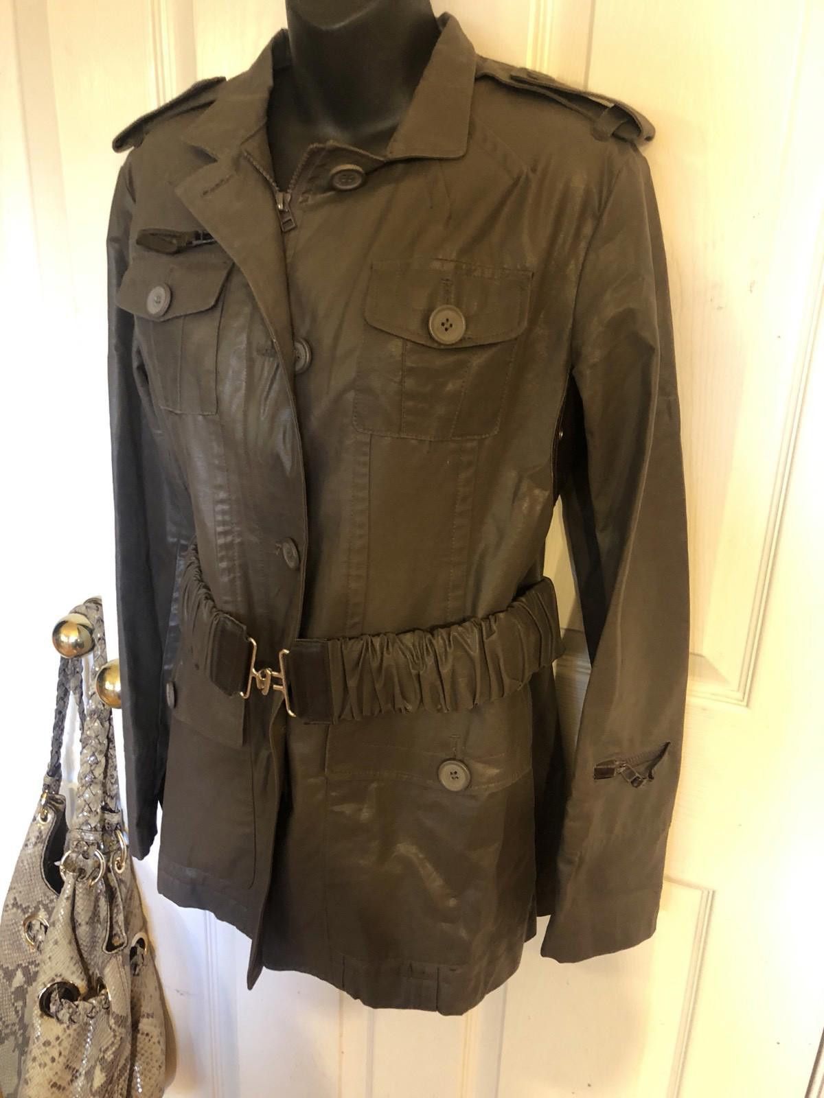 Rudsak Shiny Khaki Military Style Jacket Sz L