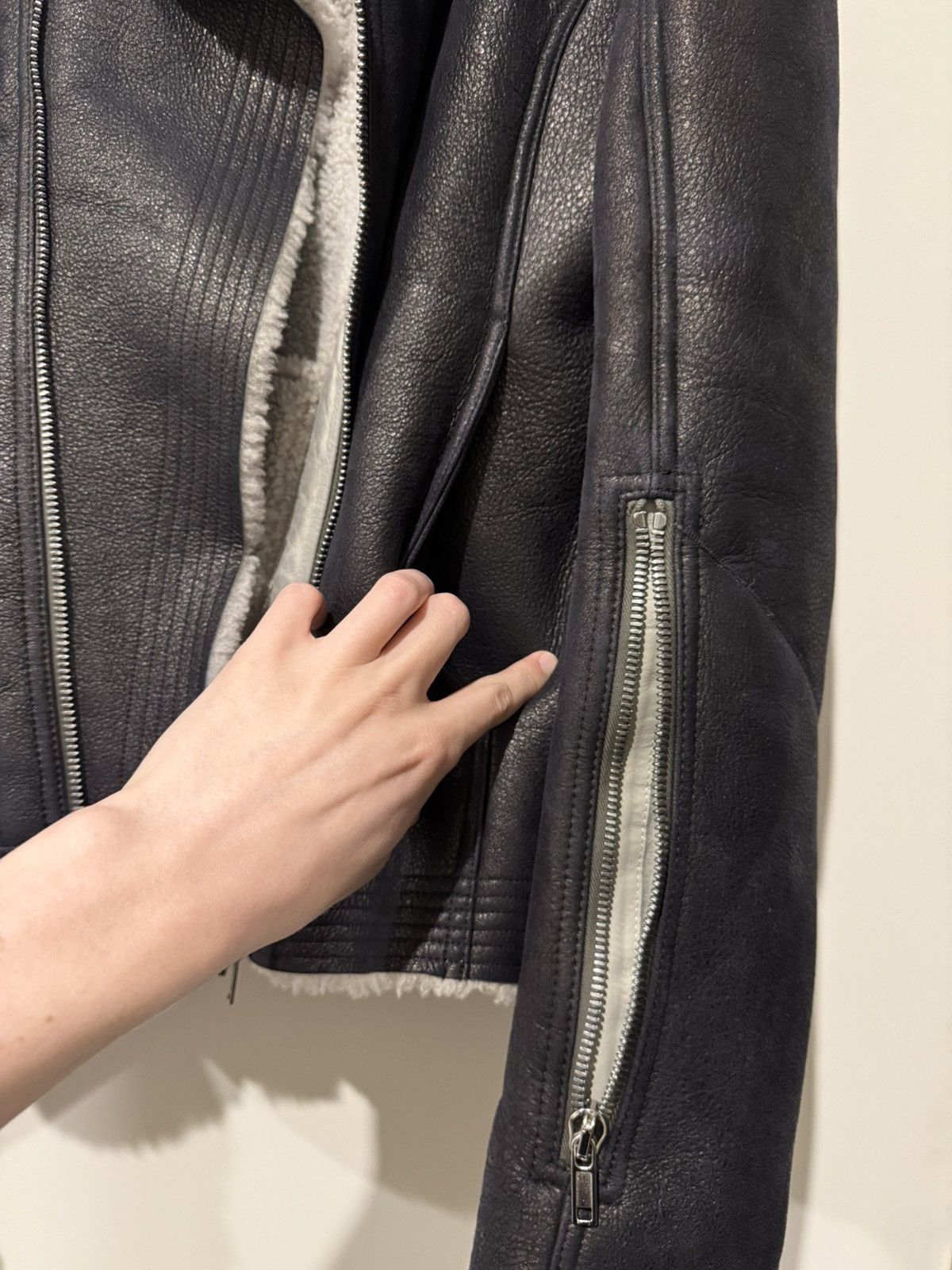 Rick Owens Shearling Bauhaus Leather Jacket Strobe F/W22 Size US L / EU 52-54 / 3 - 14 Thumbnail