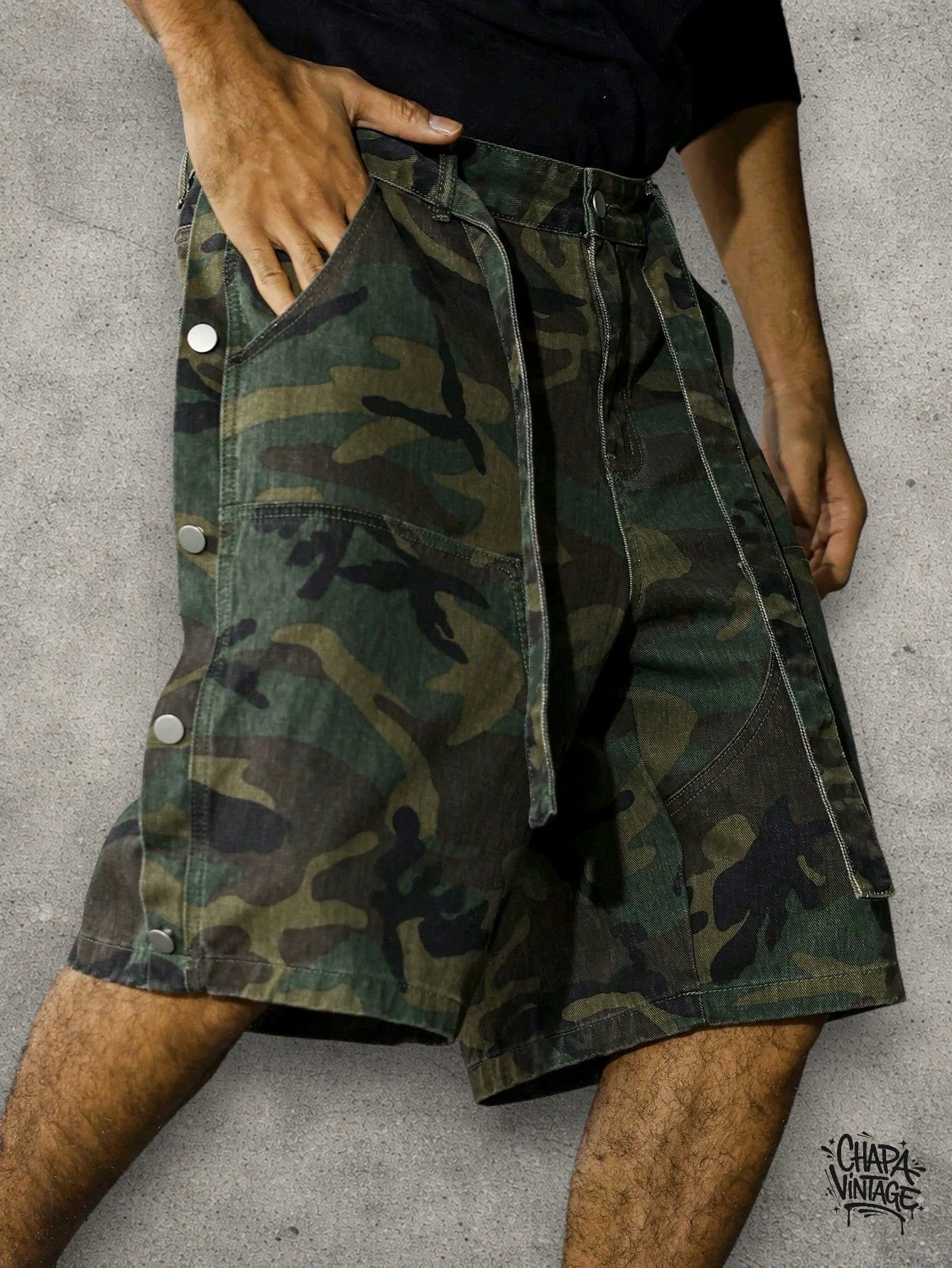 Japanese Brand Cargo camo denim shorts Size US 32 / EU 48 - 2 Thumbnail