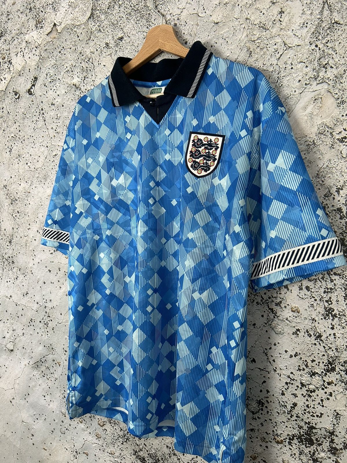 Vintage England Soccer Draw Jersey Blue Vintage Retro Football Size US L / EU 52-54 / 3 - 2 Thumbnail