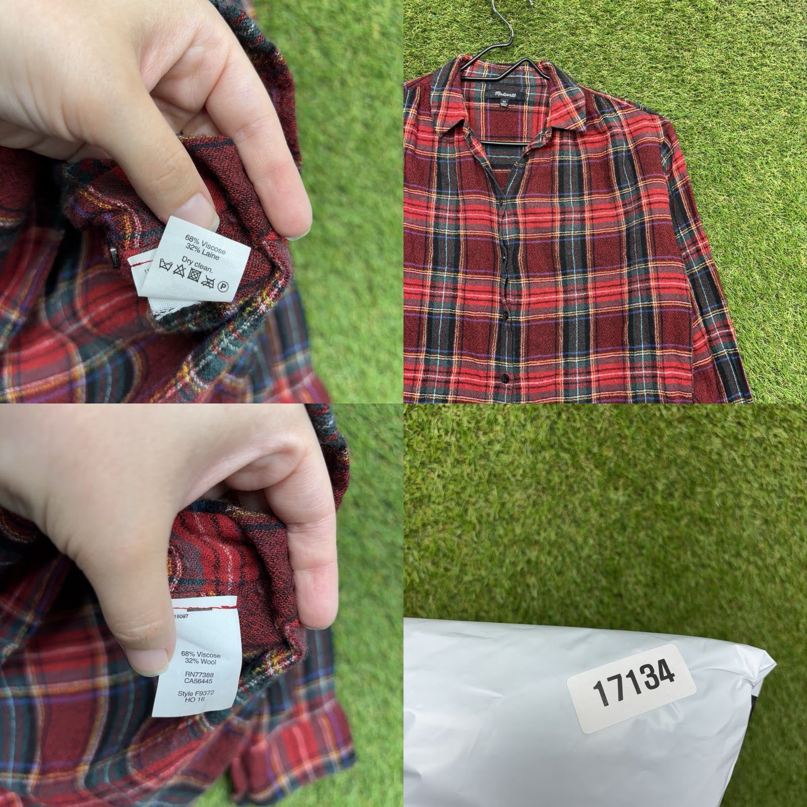 Madewell Madewell Shirt Womens XS Red Plaid Regular Fit Button-Up Wool Flannel Casual Size L / US 10 / IT 46 - 8 Thumbnail