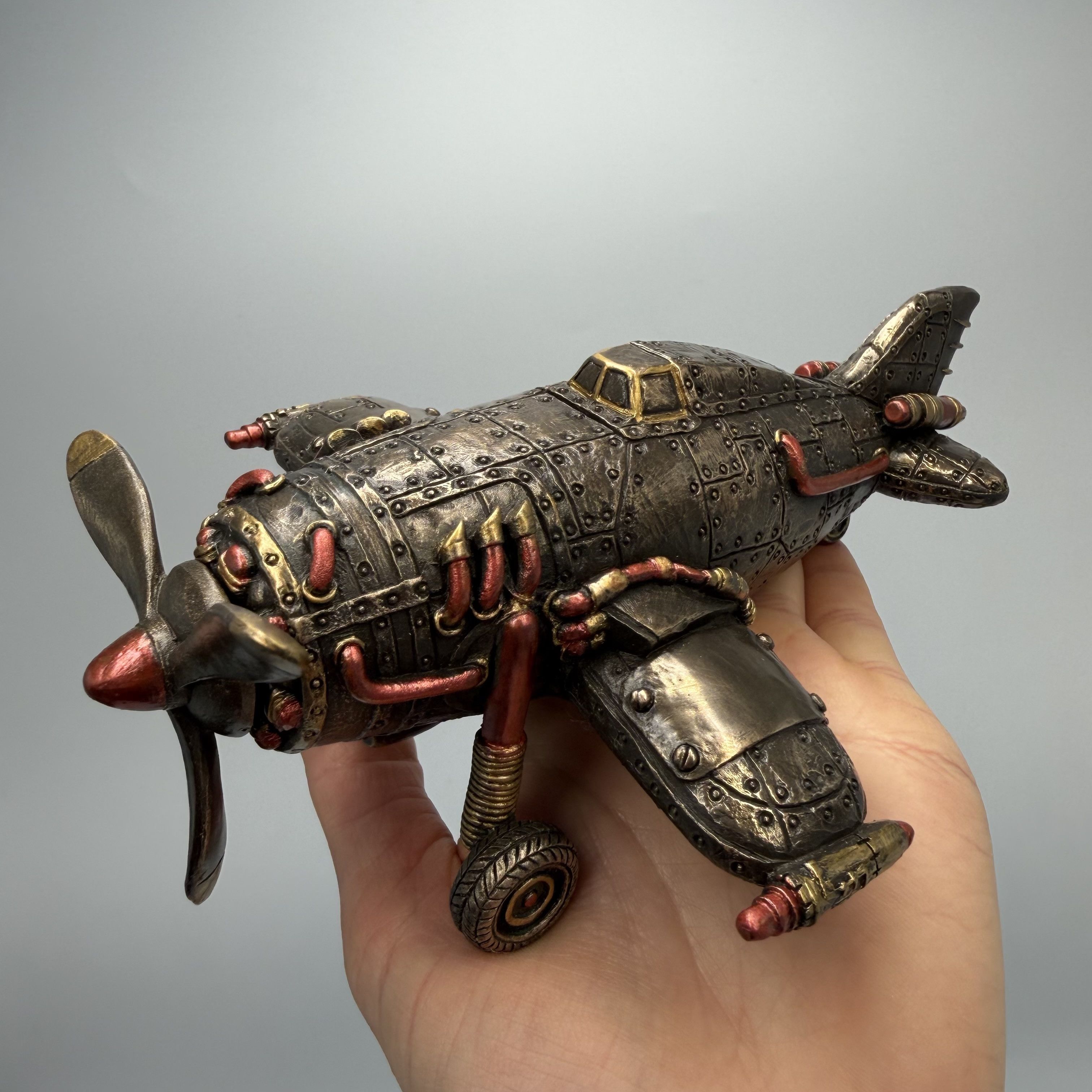 Other Steampunk Airplane Figurine Bronze Finish Polystone Size ONE SIZE - 1 Thumbnail