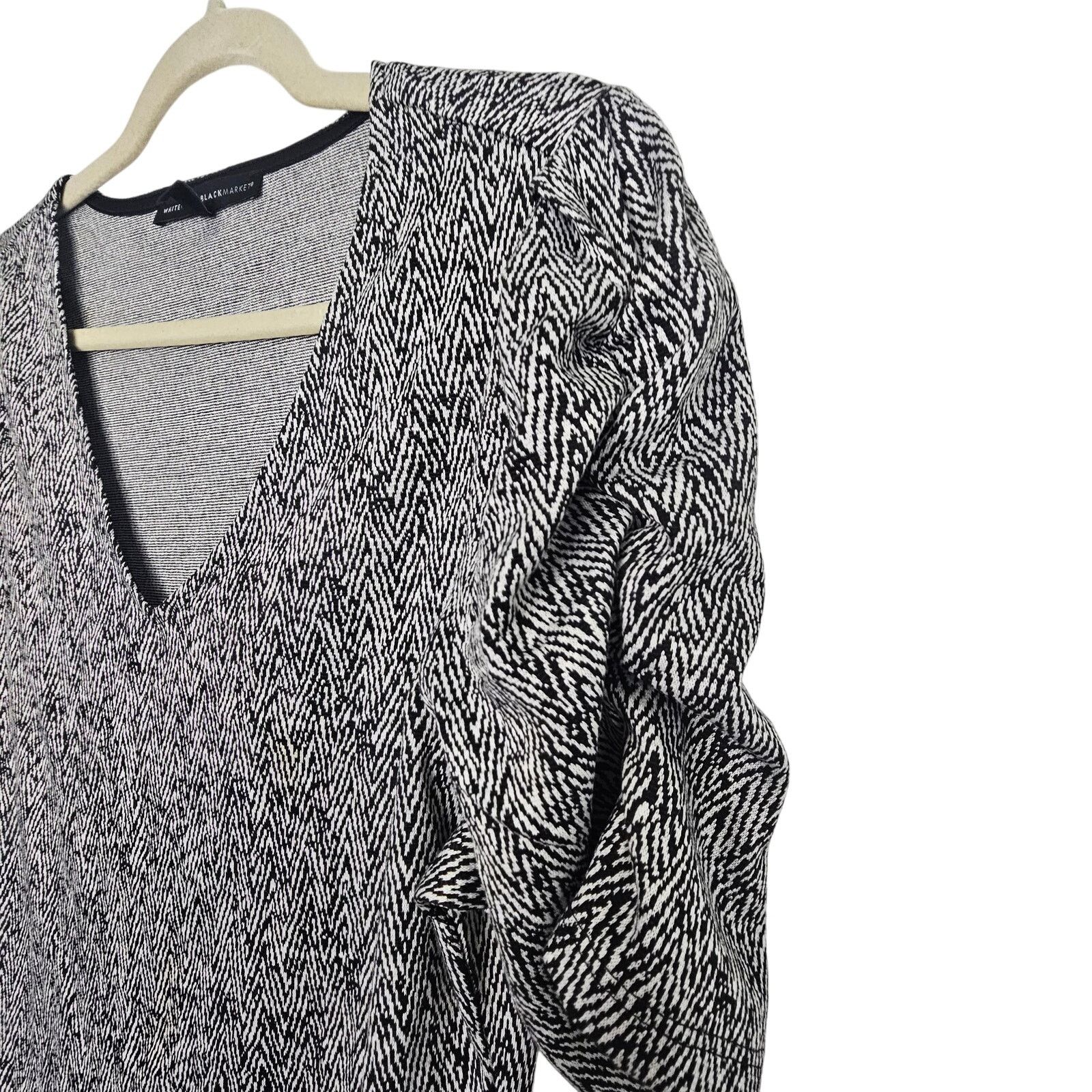 White House Black Market White House Black Market Black White Ruched Sleeve Womens M Size M / US 6-8 / IT 42-44 - 6 Thumbnail