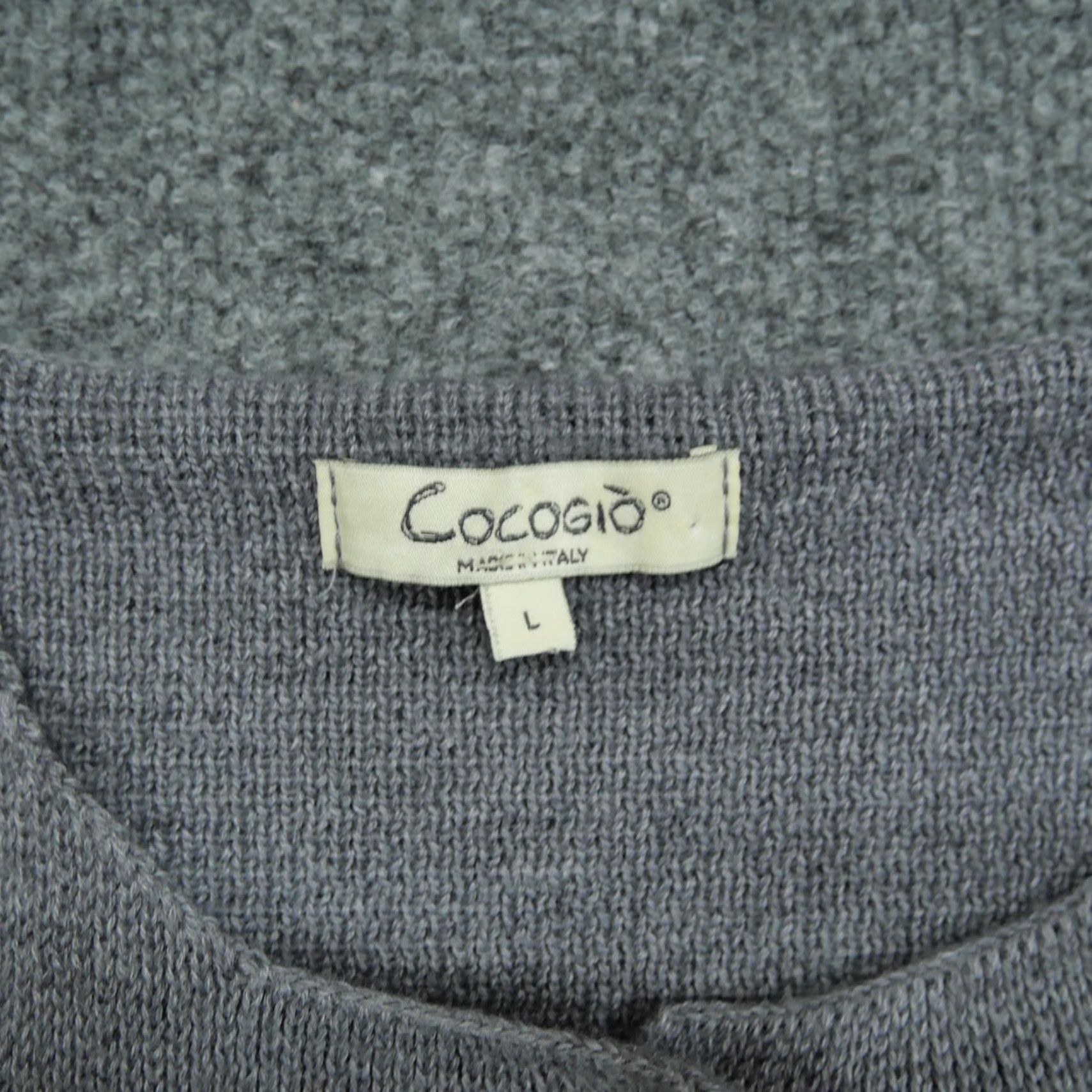 Vintage VINTAGE Cocogio Sweater Cardigan Wool Blend Grey Large Womens Crew Neck Long Sleeve With Pockets, Italy, Winter, 8/10 Size L / US 10 / IT 46 - 4 Thumbnail