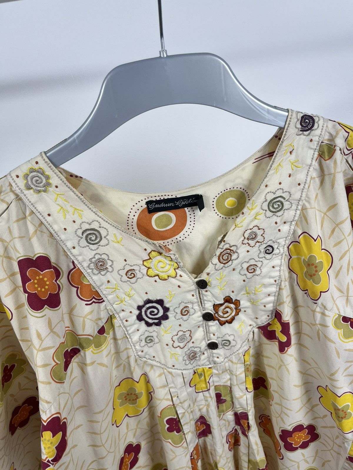 Gudrun Sjoden Gudrun Sjoden Floral Tunic Top Boho Ethnic Style Shirt S Size S / US 4 / IT 40 - 4 Thumbnail