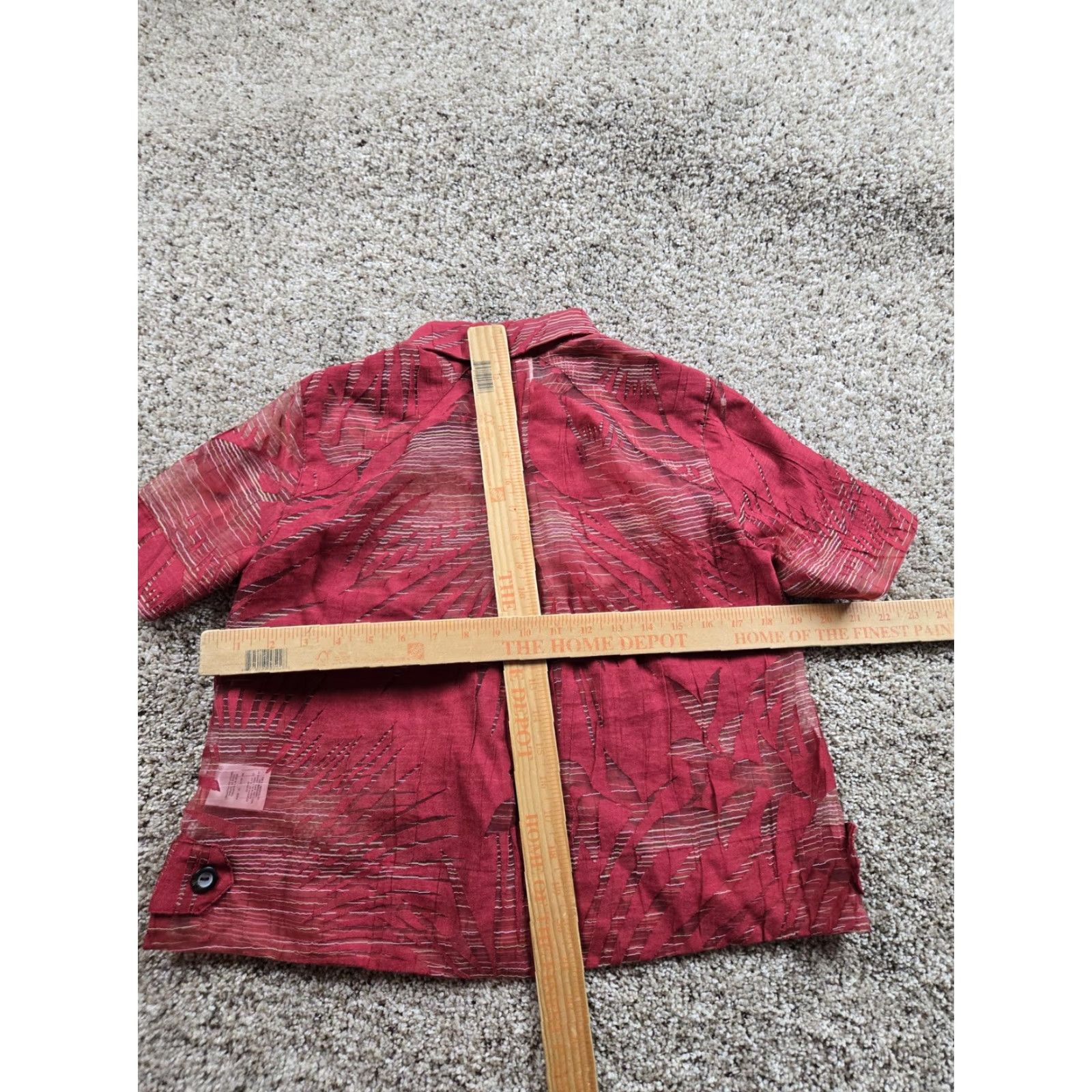 Vintage Maeve Blouse Shirt Womens 0 Red Short Sleeve Button Front Collared Sheer Burnout Casual Size XS / US 0-2 / IT 36-38 - 7 Thumbnail