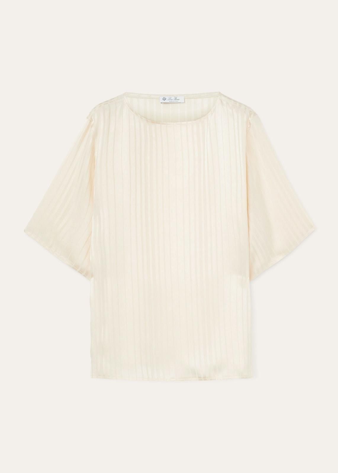 Loro Piana o1srvl11e0725 FAN8468 Mara Silk T-Shirt in White Size S / US 4 / IT 40 - 1 Thumbnail