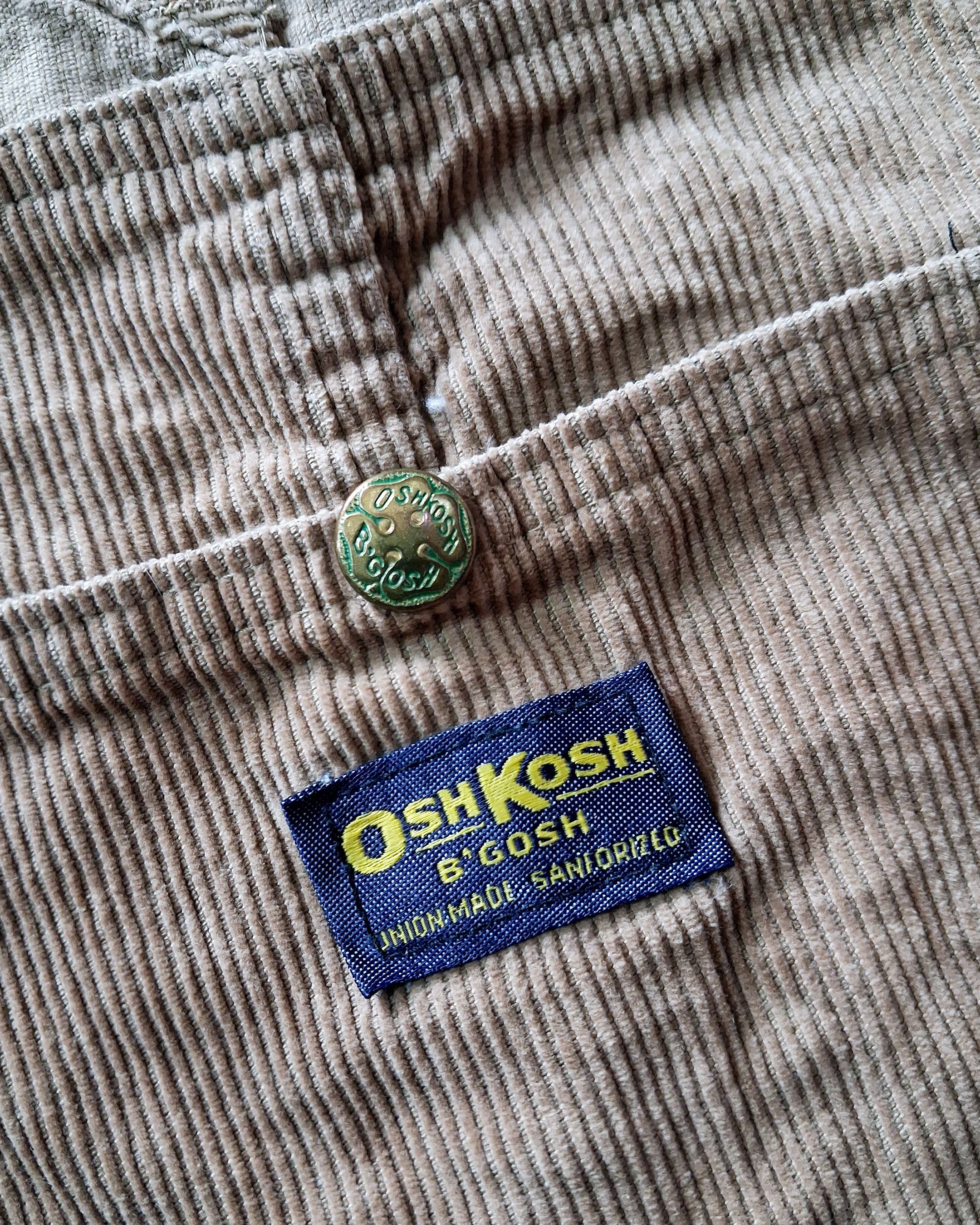 Oshkosh OSHKOSH BGOSH VESTBAK GREEN BRASS BUTTON CORDUROY OVERALLS Size US 37 - 7 Thumbnail