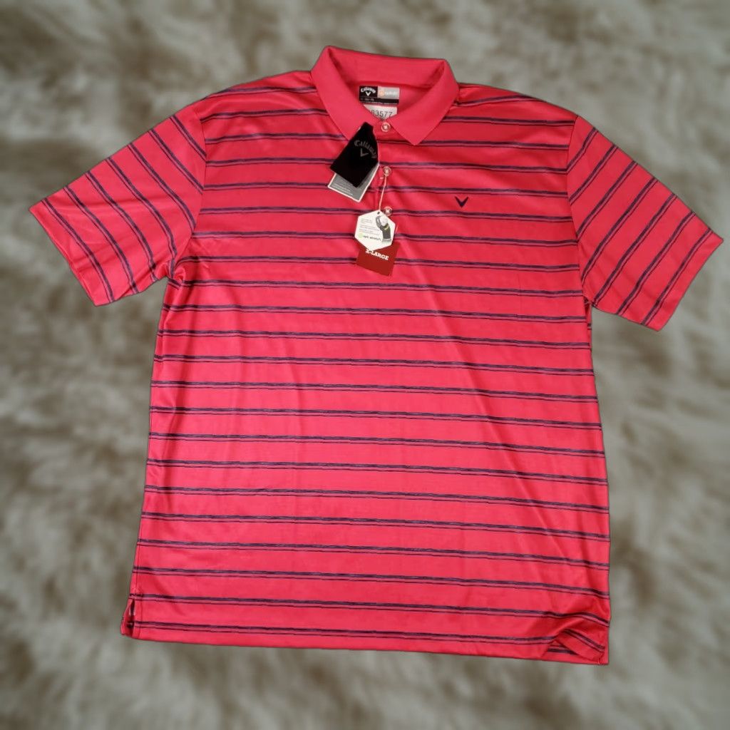 Callaway Callaway Polo Shirt Mens XL Pink Striped Opti Dri Fit Golf Short Sleeve Size US XL / EU 56 / 4 - 1 Thumbnail