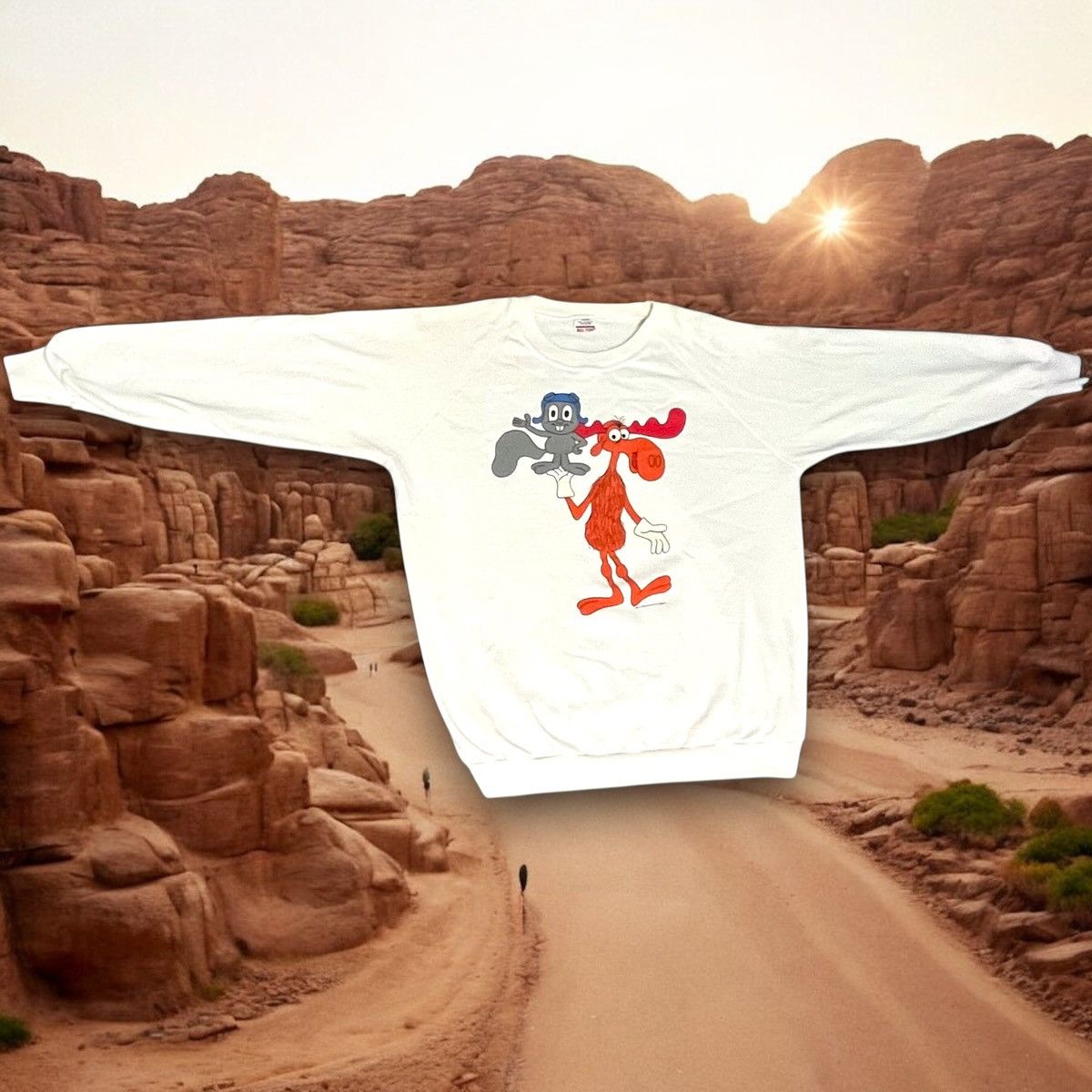 Other 🦌 Vintage Rocky & Bullwinkle Crewneck XL 80s Belton Tag 🐿️ Size US XL / EU 56 / 4 - 1 Thumbnail