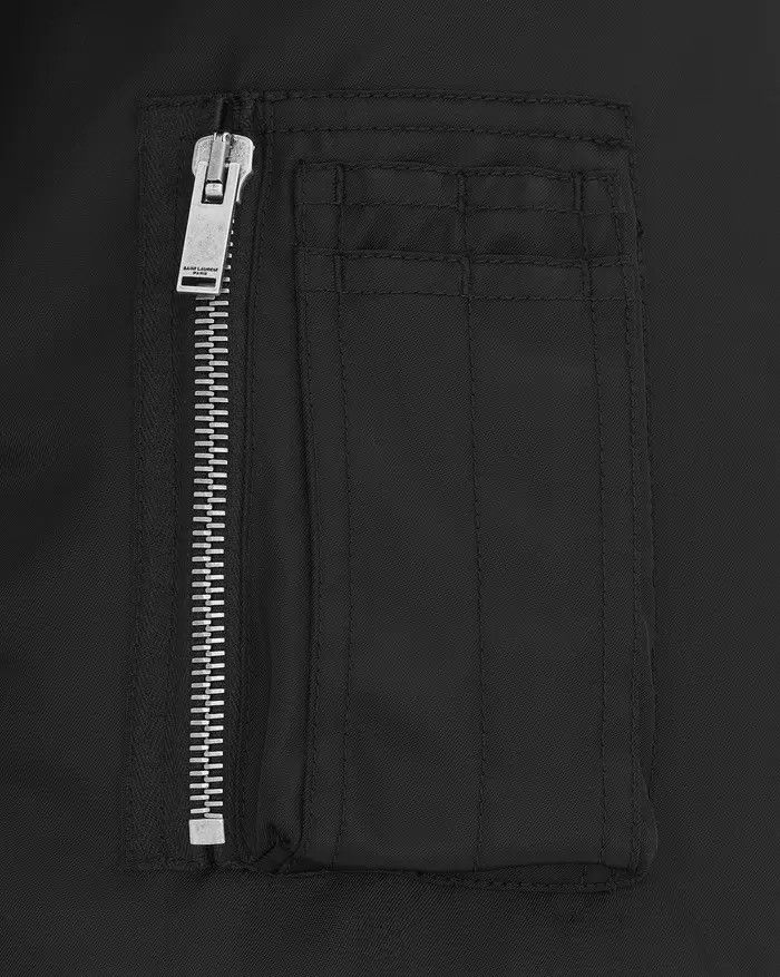 Saint Laurent Paris o1bcso1str0325 Oversized Cropped Bomber Jacket in Black Size XXS / US 00 / IT 34 - 3 Thumbnail