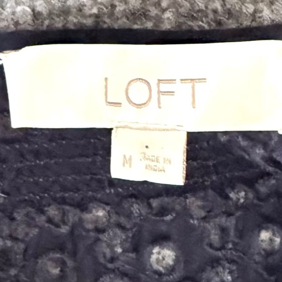 Loft LOFT Blouse Navy Blue Eyelet Crochet Lace Peasant Top Casual Workwear Womens M Size M / US 6-8 / IT 42-44 - 6 Thumbnail