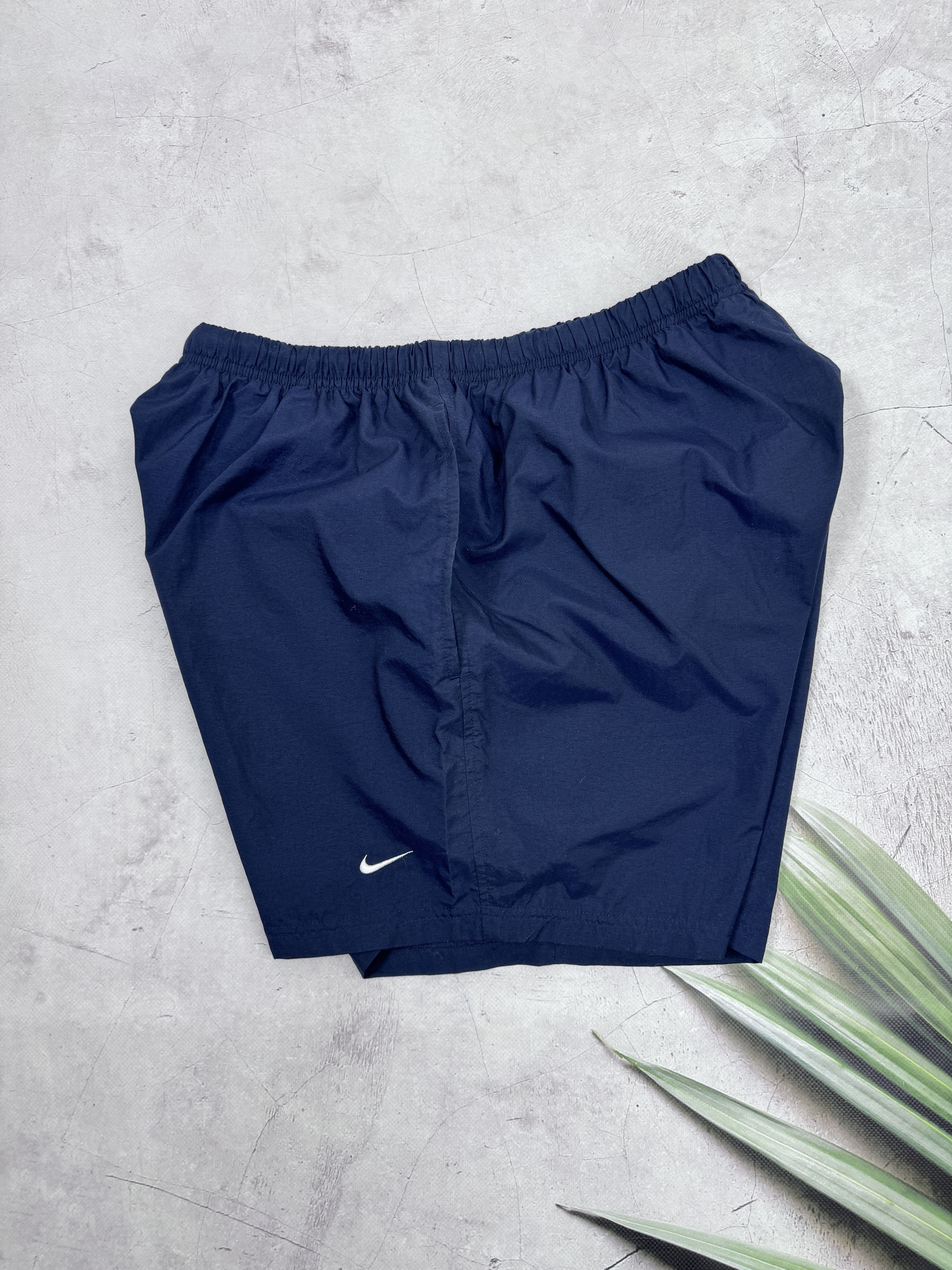 Nike × Vintage Vintage Nike Shorts Swoosh Logo Dark Blue Size US 38 / EU 54 - 7 Thumbnail