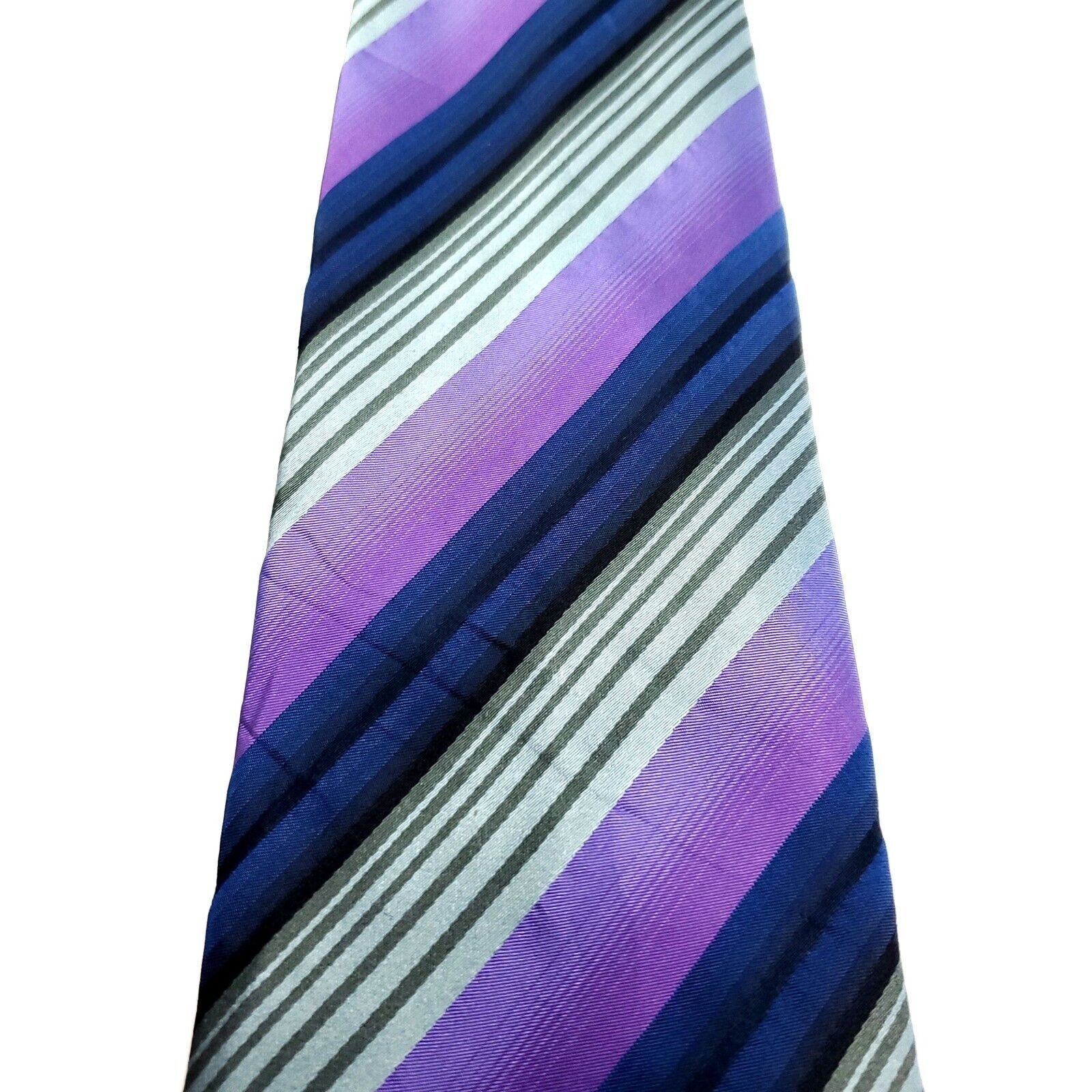 Kenneth Cole Kenneth Cole Purple Silk Tie Woven Striped Size ONE SIZE - 2 Thumbnail