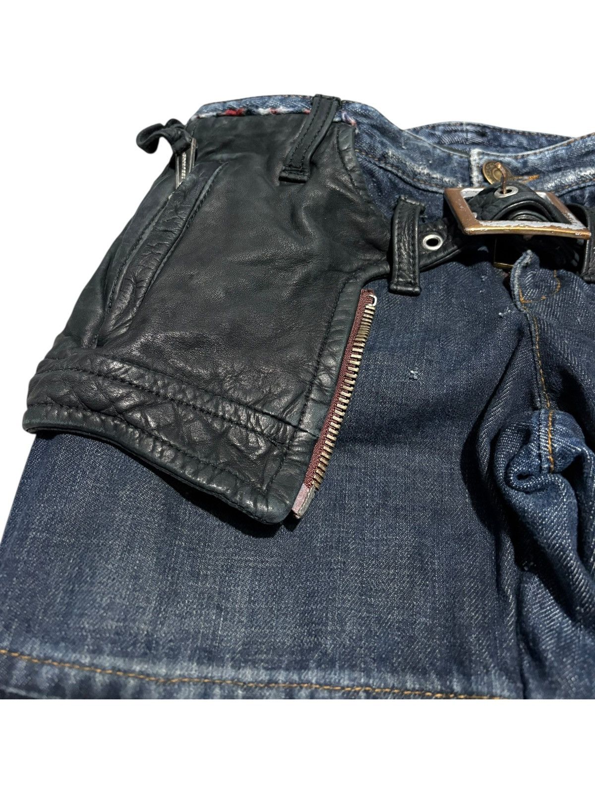 Dsquared2 Dsquared2 Leather Denim Jeans tactical bondage skirt buckle Size 28" / US 6 / IT 42 - 7 Thumbnail