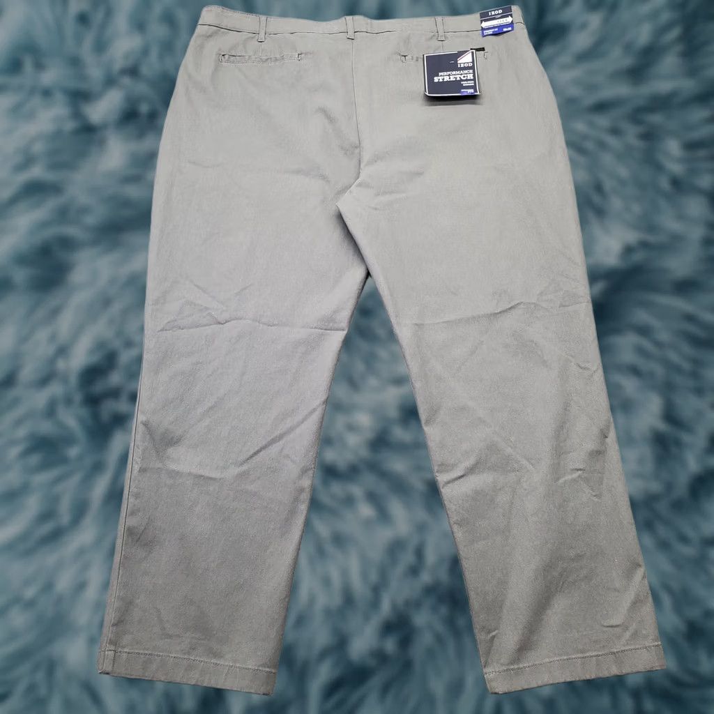 Izod IZOD Pants Mens 50x32 Gray Performance Stretch Non-Iron Flat Front Straight Leg Mens Size 50 Gray Regular Stretch Chino Size US 34 / EU 50 - 1 Thumbnail