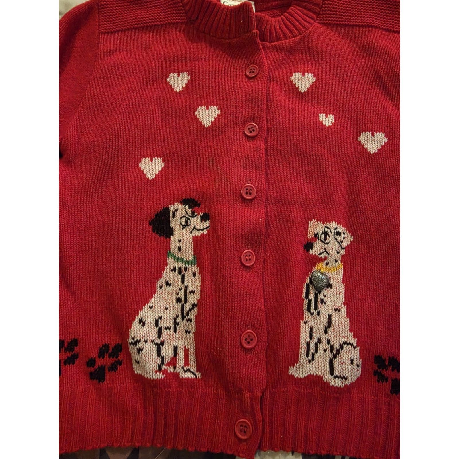 Vintage VINTAGE Copper Key Cardigan Sweater Dalmatian Dogs Knit Little Girl Medium Red 80s Size US M / EU 48-50 / 2 - 5 Thumbnail