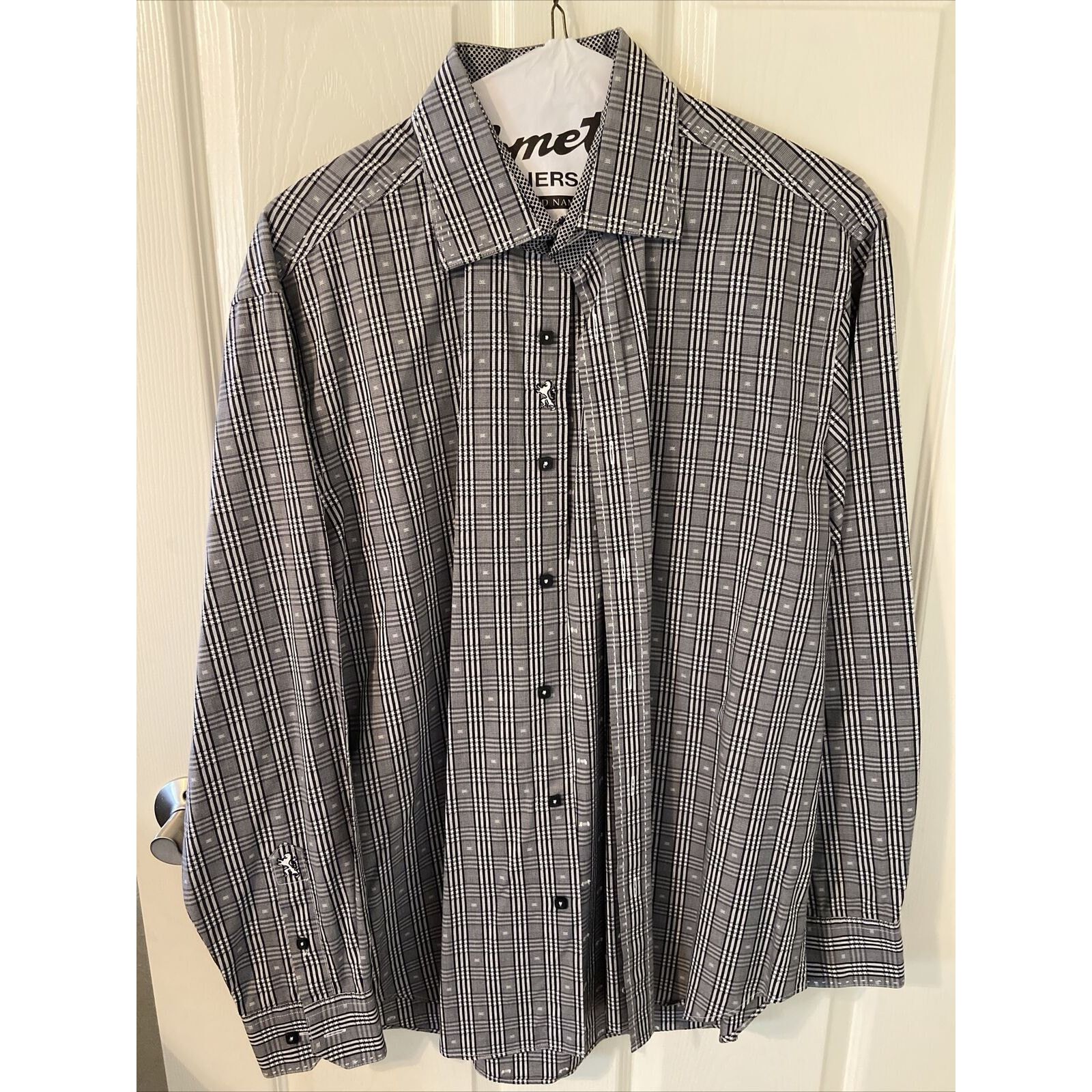 BUGATCHI Bugatchi Shaped Fit Long Sleeve Button Down Black Gray, XL Size US XL / EU 56 / 4 - 1 Thumbnail