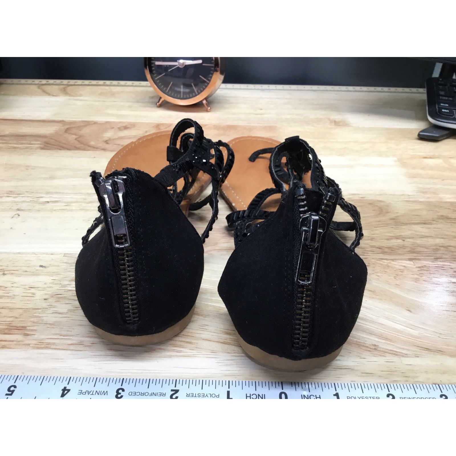 The Unbranded Brand Not Rated Women's 9 Black Slip-On Zipper Thong Dress Sandals Size US 9 / IT 39 - 3 Thumbnail