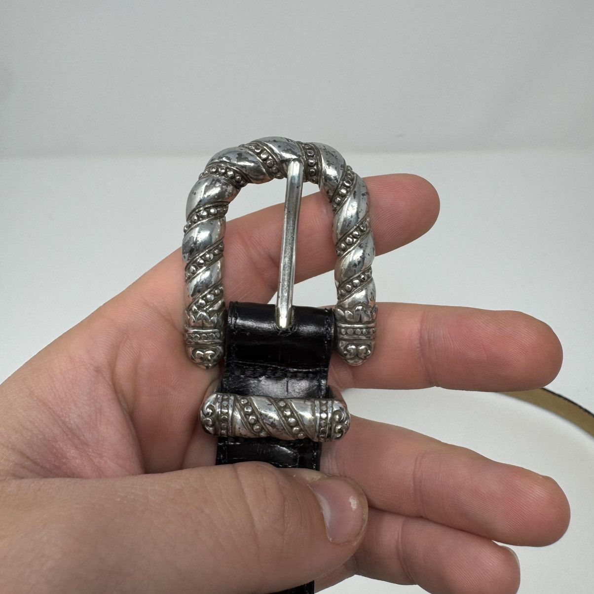 Brighton Brighton Black Croc Embossed Silver Buckle Belt Women's L Size ONE SIZE - 2 Thumbnail