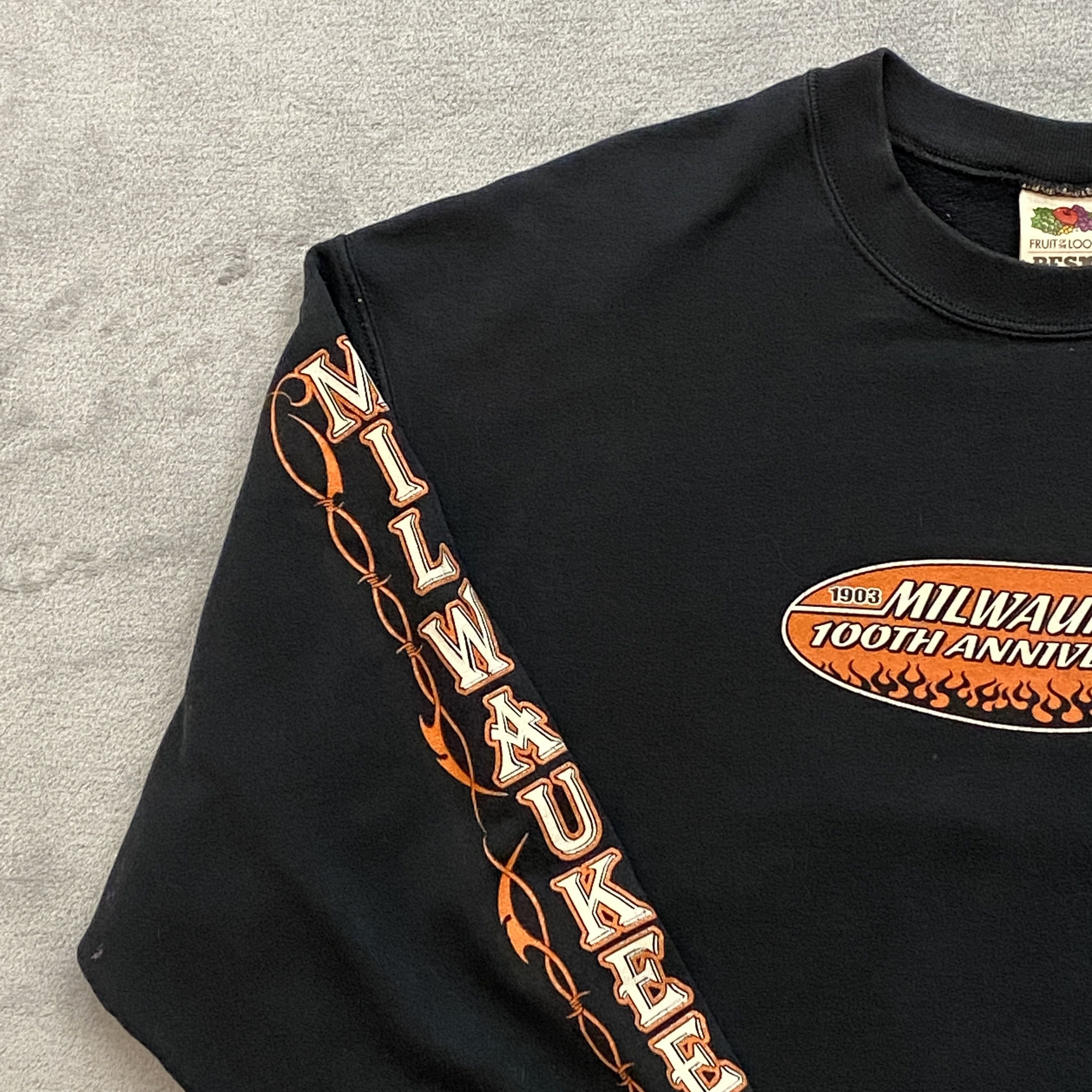 Harley Davidson × Vintage Sweatshirt Men Large MILWAUKEE 100TH ANNIVERSARY Size US L / EU 52-54 / 3 - 5 Thumbnail