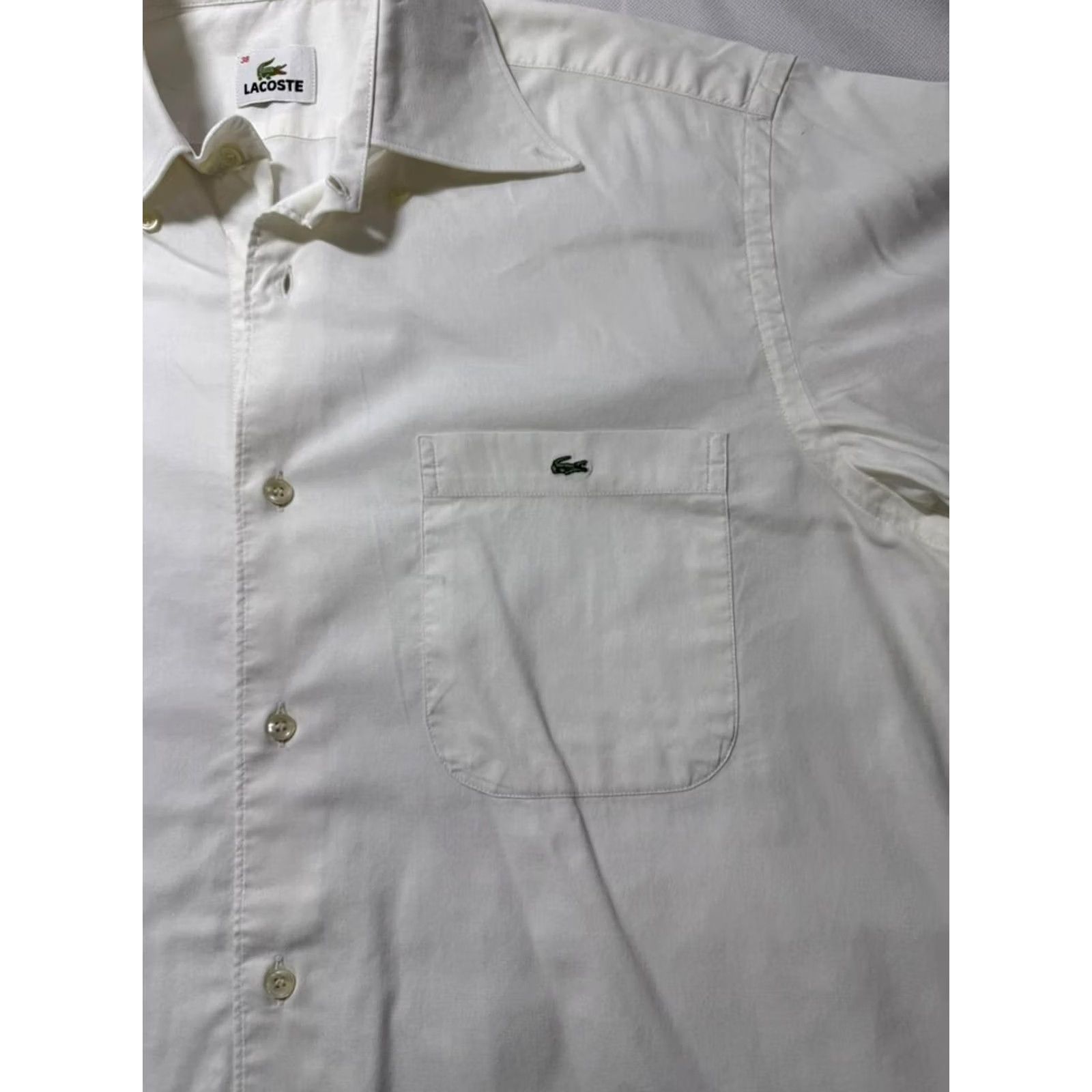 Lacoste Lacoste Mens Regular Fit Premium Cotton Shirt 38 White Check Button-Up Shirt Size US M / EU 48-50 / 2 - 7 Thumbnail
