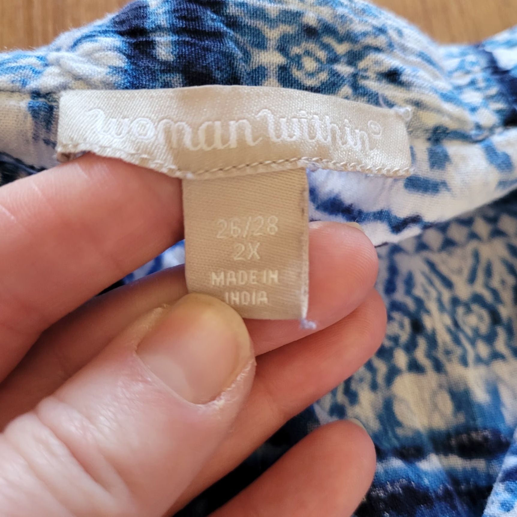 Vintage Woman Within Blouse Shirt Womens 2X Blue White Tie Dye Bell Sleeve Boho V-Neck Casual Vintage N/A Size XXL / US 16-18 / IT 52-54 - 4 Thumbnail