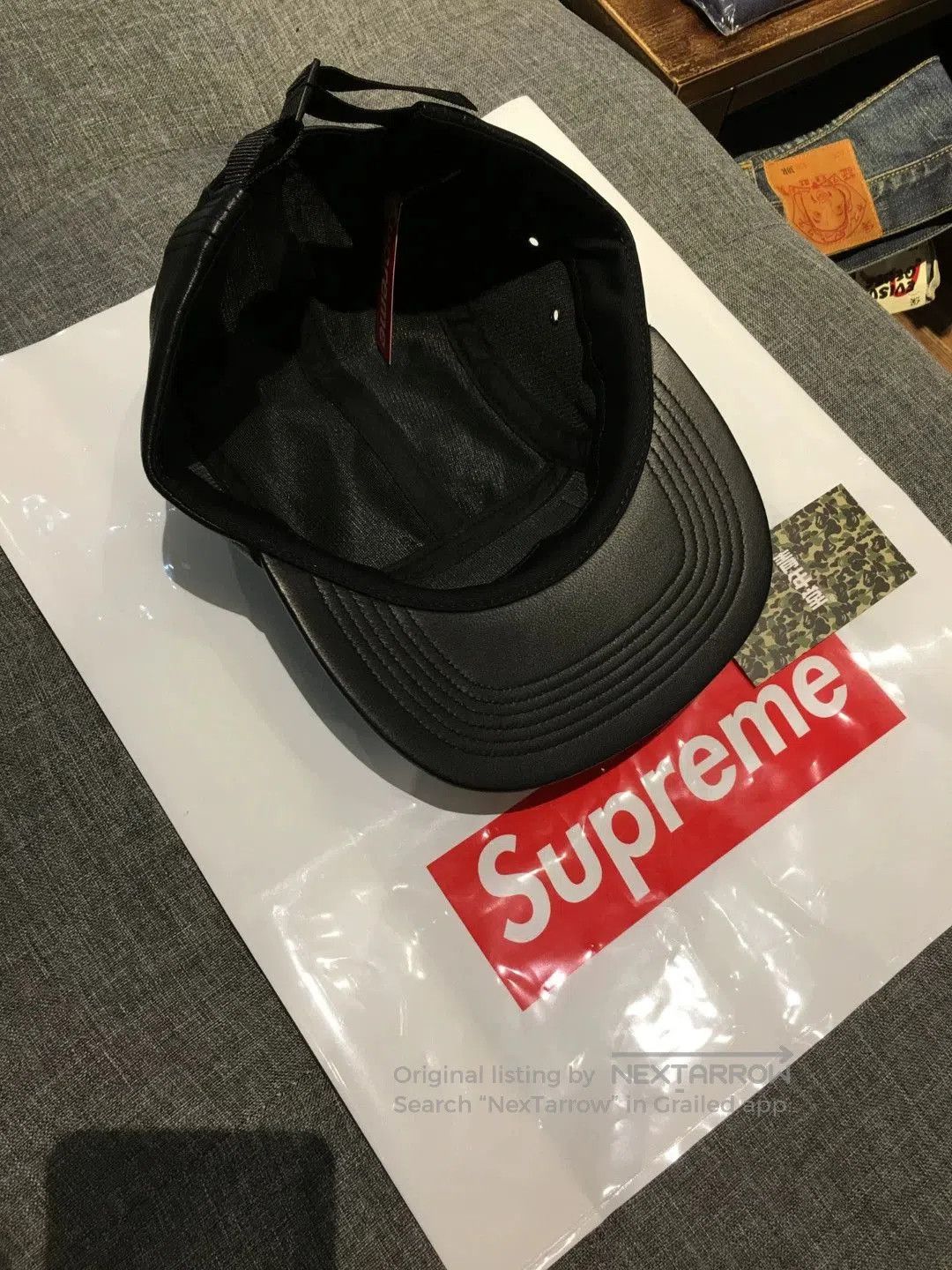 Supreme supreme leather camp cap black. Size ONE SIZE - 3 Thumbnail