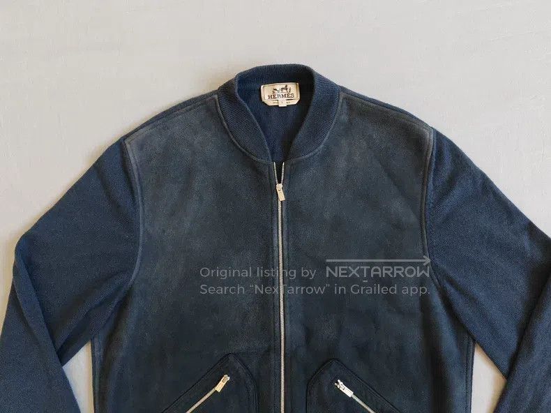 Hermes Hermes Leather Jacket, Deep Blue, Suede Goat Leather and C Size US L / EU 52-54 / 3 - 2 Thumbnail