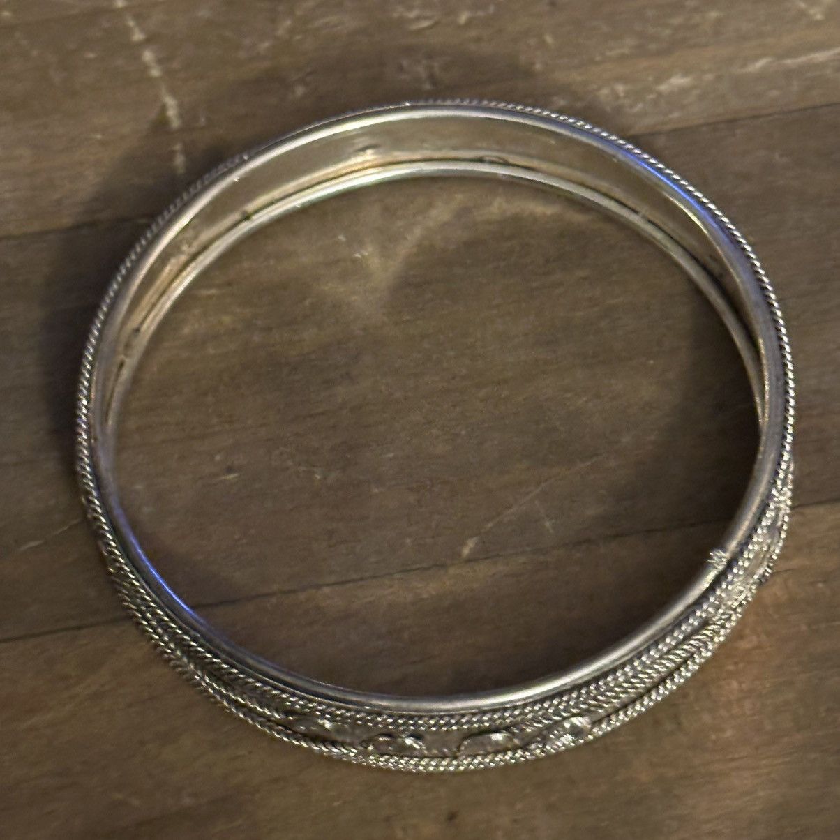 Vintage Vintage silver intricate design bangle bracelet Size ONE SIZE - 4 Thumbnail