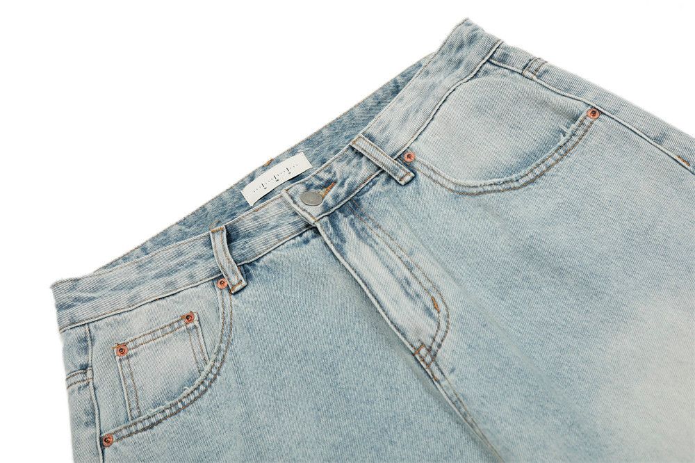 Japanese Brand × Jean Men's casual straight punk distressed light wash jeans Size US 32 / EU 48 - 4 Thumbnail