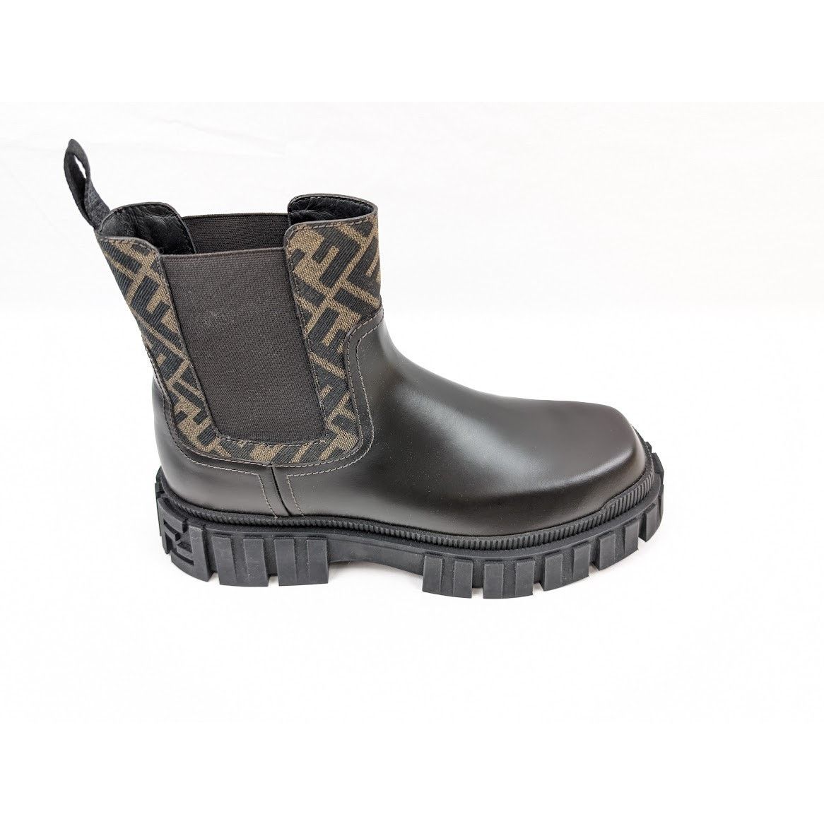 Fendi o1rshd1 Men's Fabric Calf Leather Boots in Black/Dark Brown Size US 11 / EU 44 - 3 Thumbnail
