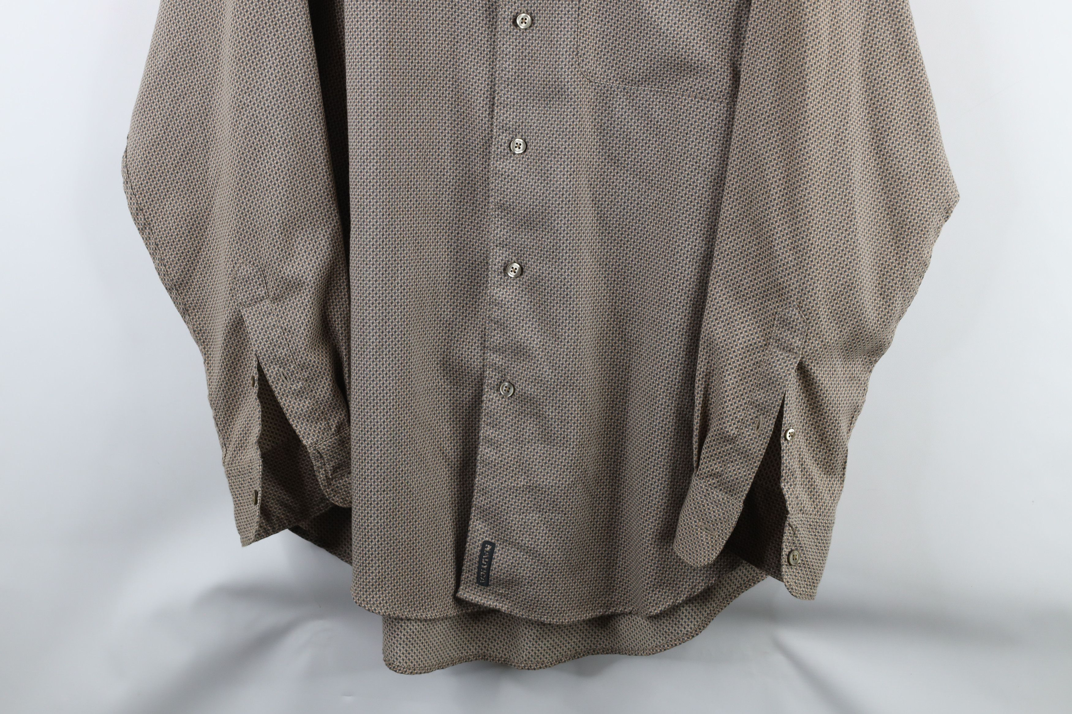 Nautica × Vintage Vintage 90s Nautica Rayon Blend Collared Button Shirt Beige Size US M / EU 48-50 / 2 - 3 Thumbnail