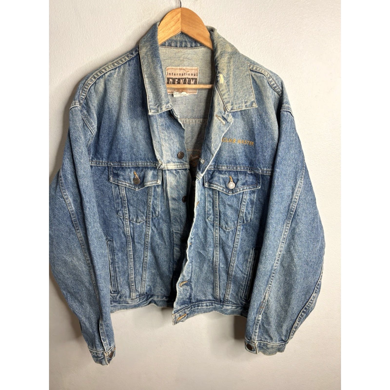 Denime VINTAGE Jaguar Master Denim Jacket Mens L Blue Embroidered Logo Distressed Size US L / EU 52-54 / 3 - 4 Thumbnail