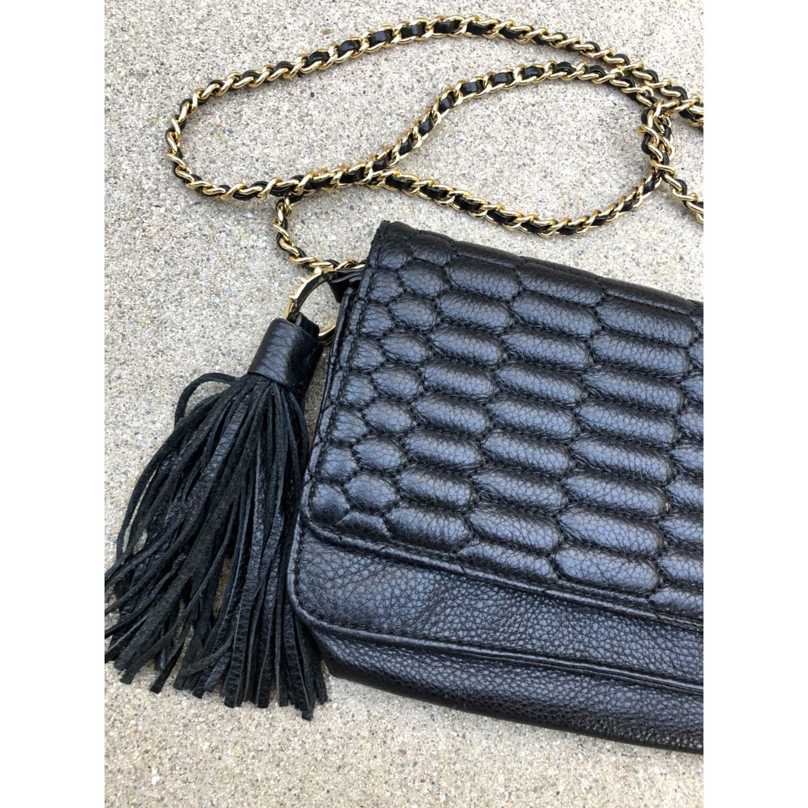 Vintage Aimee Kestenberg Black Alexis II Chain Crossbody Bag Purse Women's Leather Quilt Small | Designer Crossbody Bag Mens? Size ONE SIZE - 5 Thumbnail