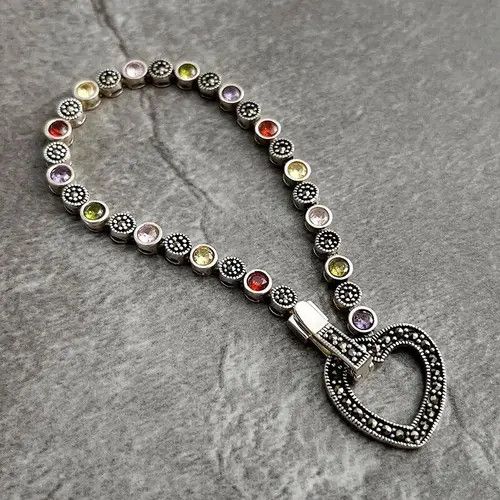 VIBE Vintage Rainbow Zircon Love Heart Bracelet Size ONE SIZE - 4 Thumbnail