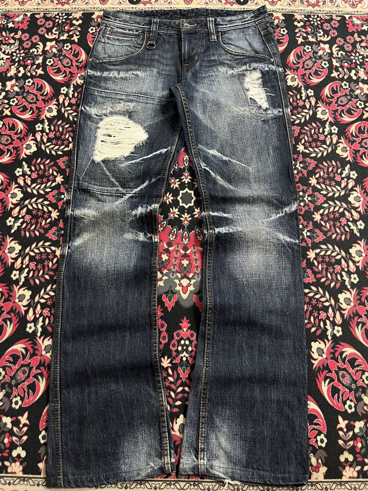 Number (N)ine Nicole Club Hideaways Dark Faded Washed Distress Flare Jeans Size US 30 / EU 46 - 1 Thumbnail